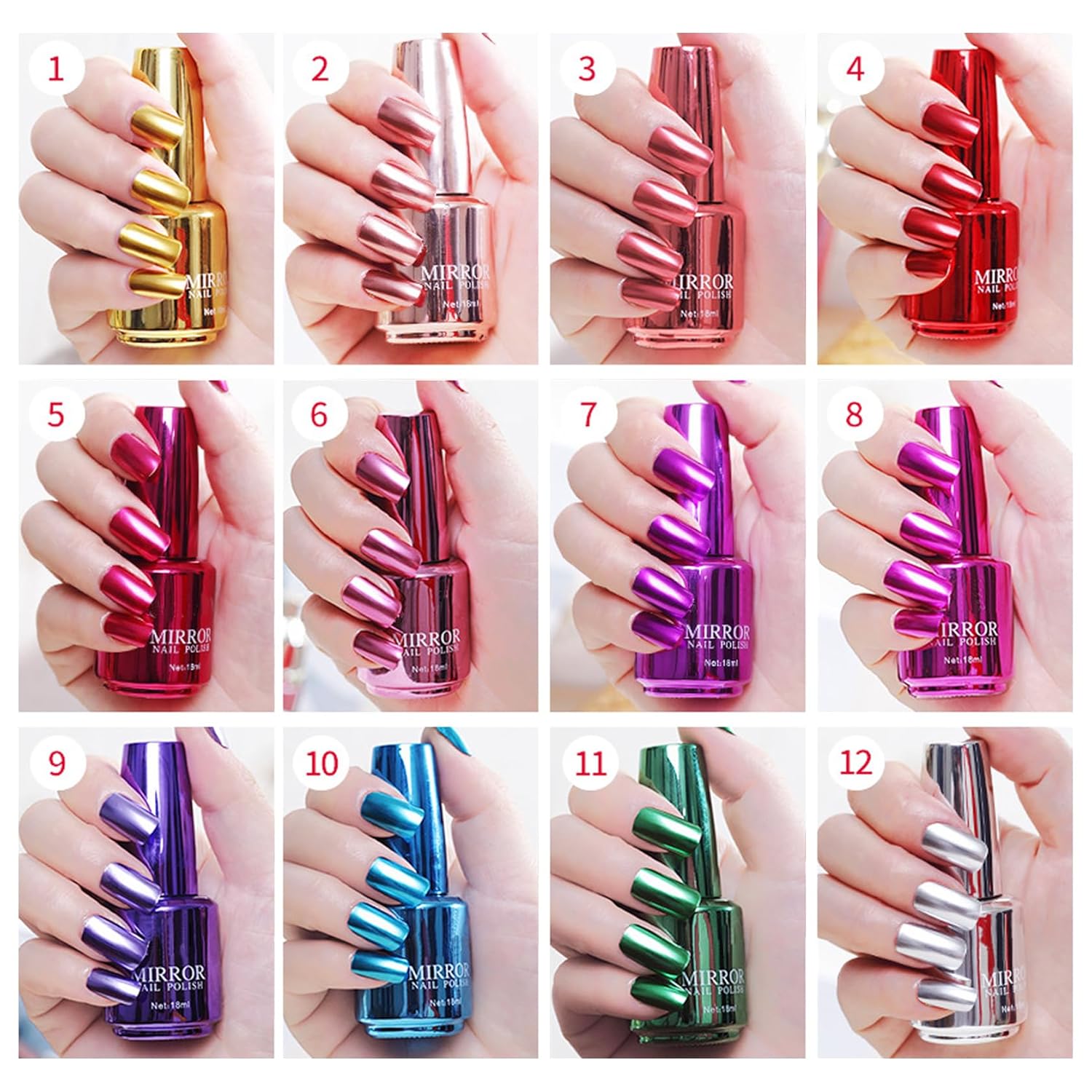 Mirror Nail Polish - Metallic Chrome Nail Polish with Long Lasting Mirror Effect, Quick Dry - Champagne Gold (18ML) - Image 7