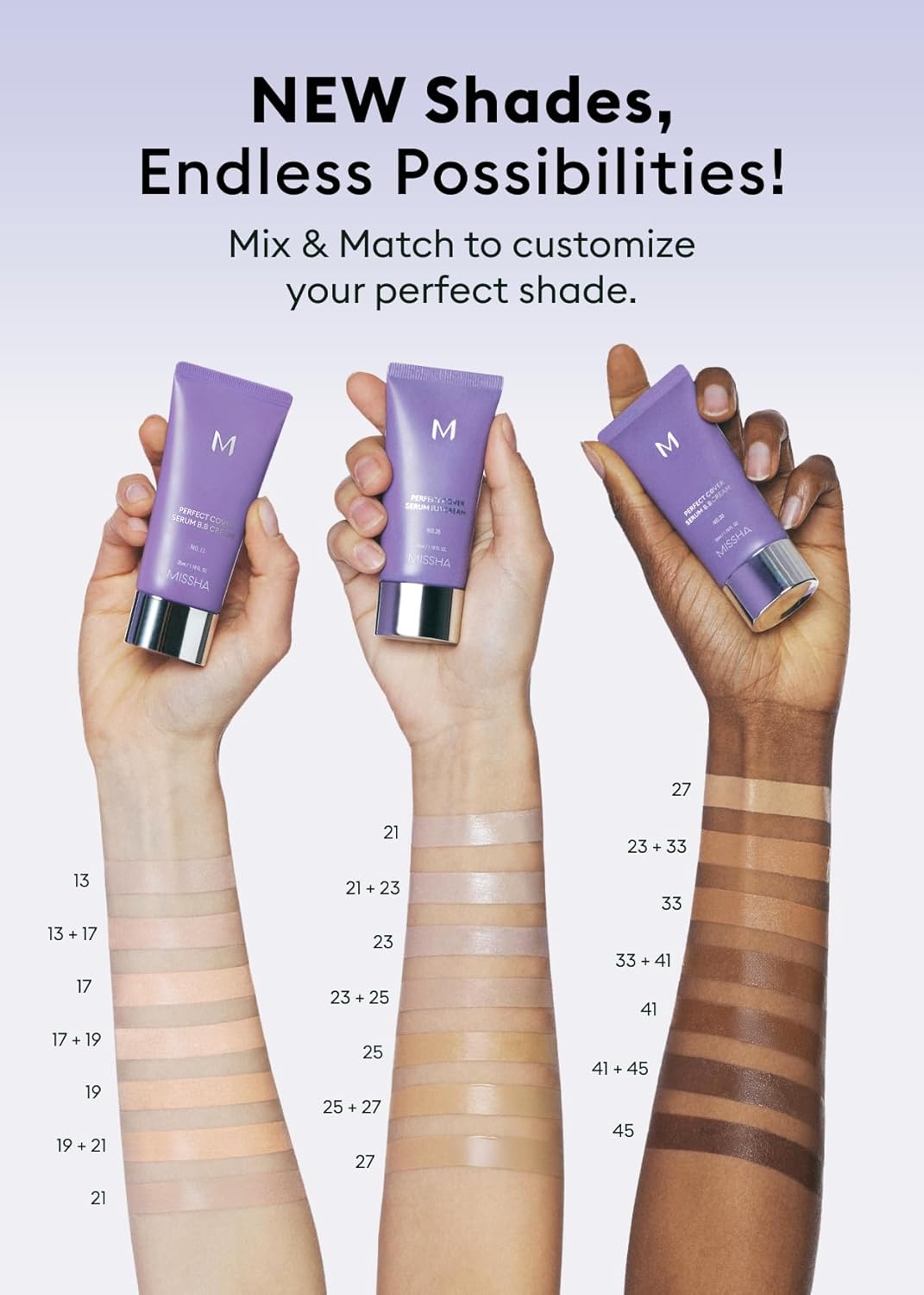MISSHA M PERFECT COVER SERUM BB CREAM No.19 Ivory - Fair/Light with Warm Undertone, Skin Tint, Tinted Moisturizer, Skin Care Foundation Makeup, Superfood Complex, Glass Skin, Korean Makeup,1.18 Fl oz - Image 3