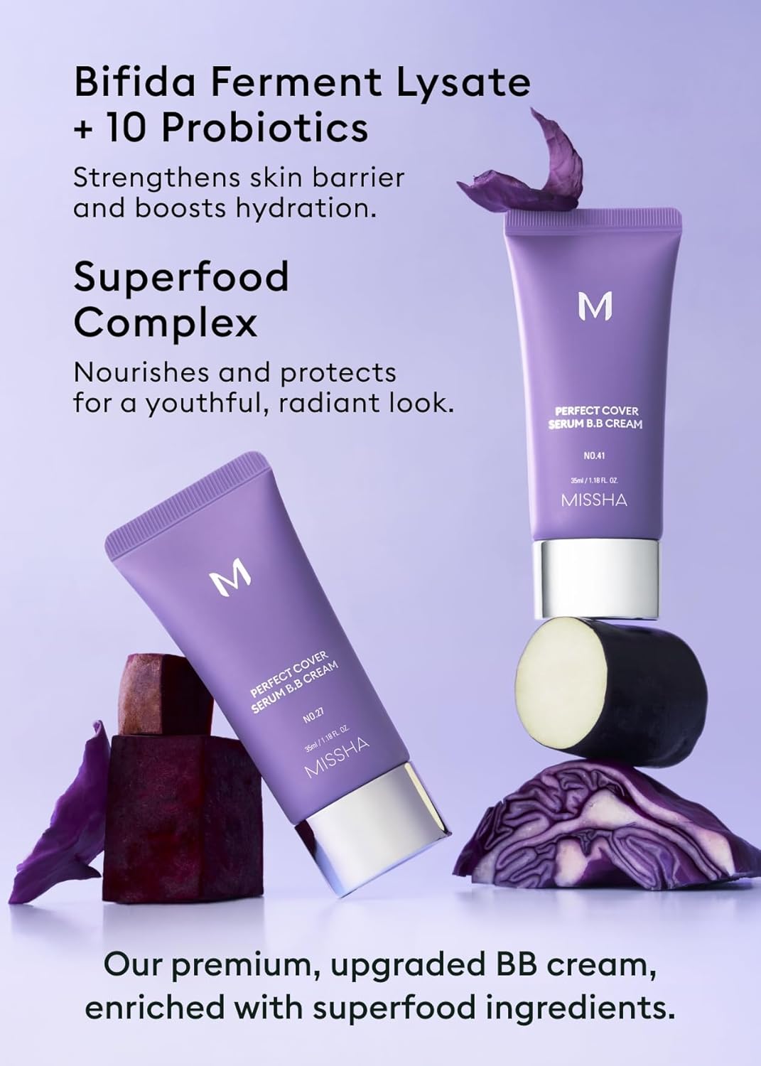 MISSHA M PERFECT COVER SERUM BB CREAM No.19 Ivory - Fair/Light with Warm Undertone, Skin Tint, Tinted Moisturizer, Skin Care Foundation Makeup, Superfood Complex, Glass Skin, Korean Makeup,1.18 Fl oz - Image 6