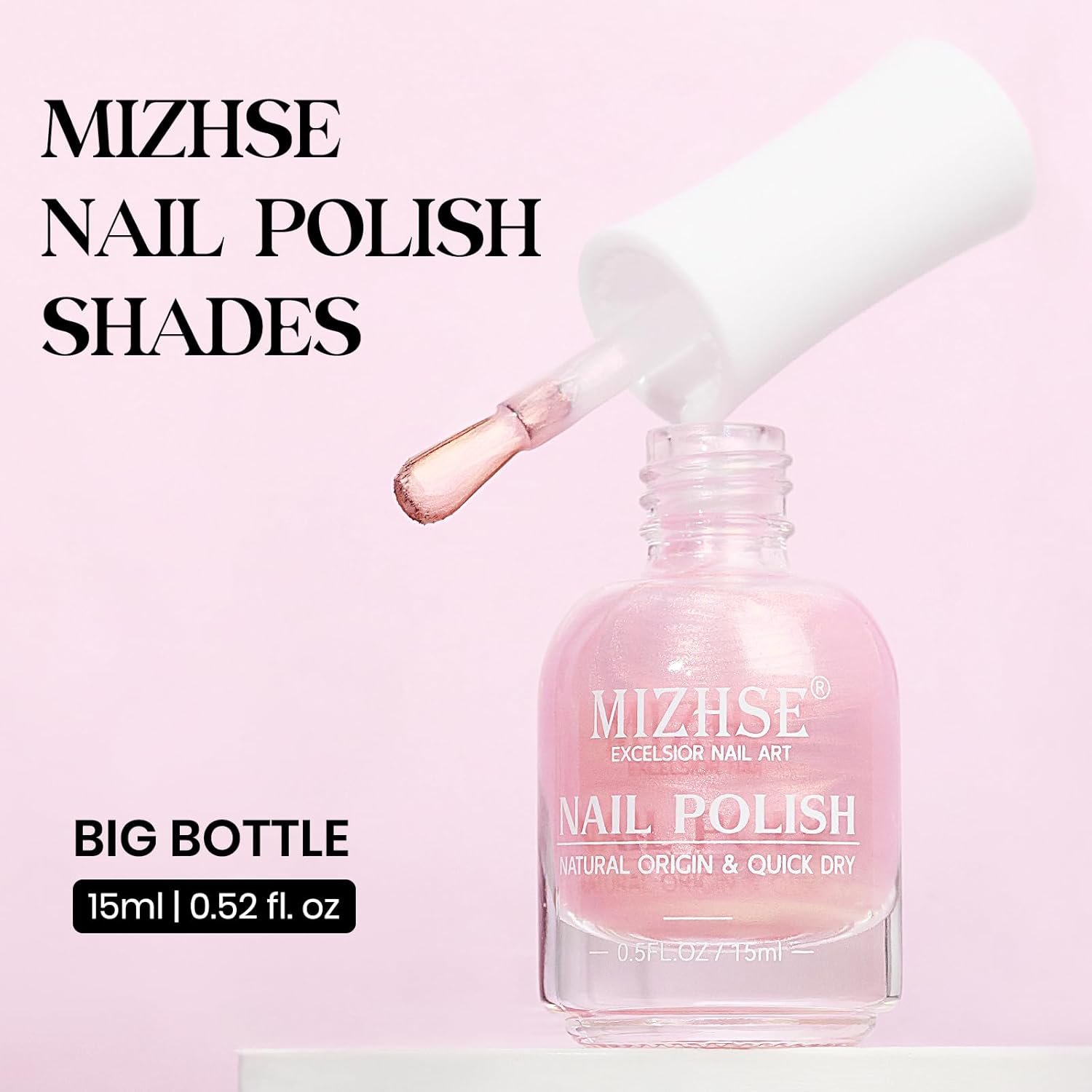 MIZHSE Nail Polish: 15Ml Mermaid Pearl Nail Polish Pink Aurora Effect Nail Polish, Fingernail and Toenail Polish Glossy Long Lasting Nail Polish Trendy DIY at Home Nail Gift Spree - Image 2