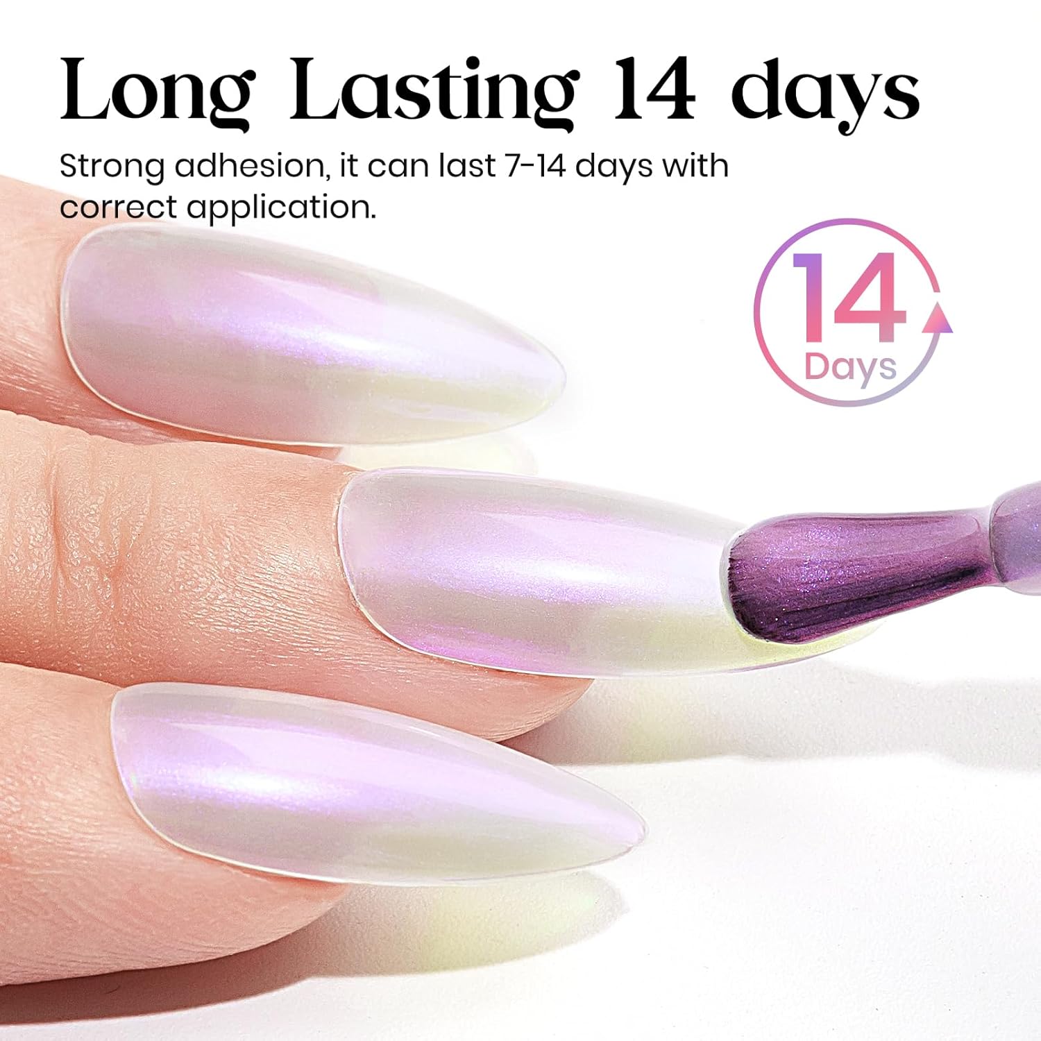 MIZHSE Quick Dry Mermaid Pearl Nail Polish, Purple Aurora Effect Nail Polish 15Ml, Fingernail and Toenail Polish Glossy Long Lasting Home DIY Nail Art Gift - Image 4
