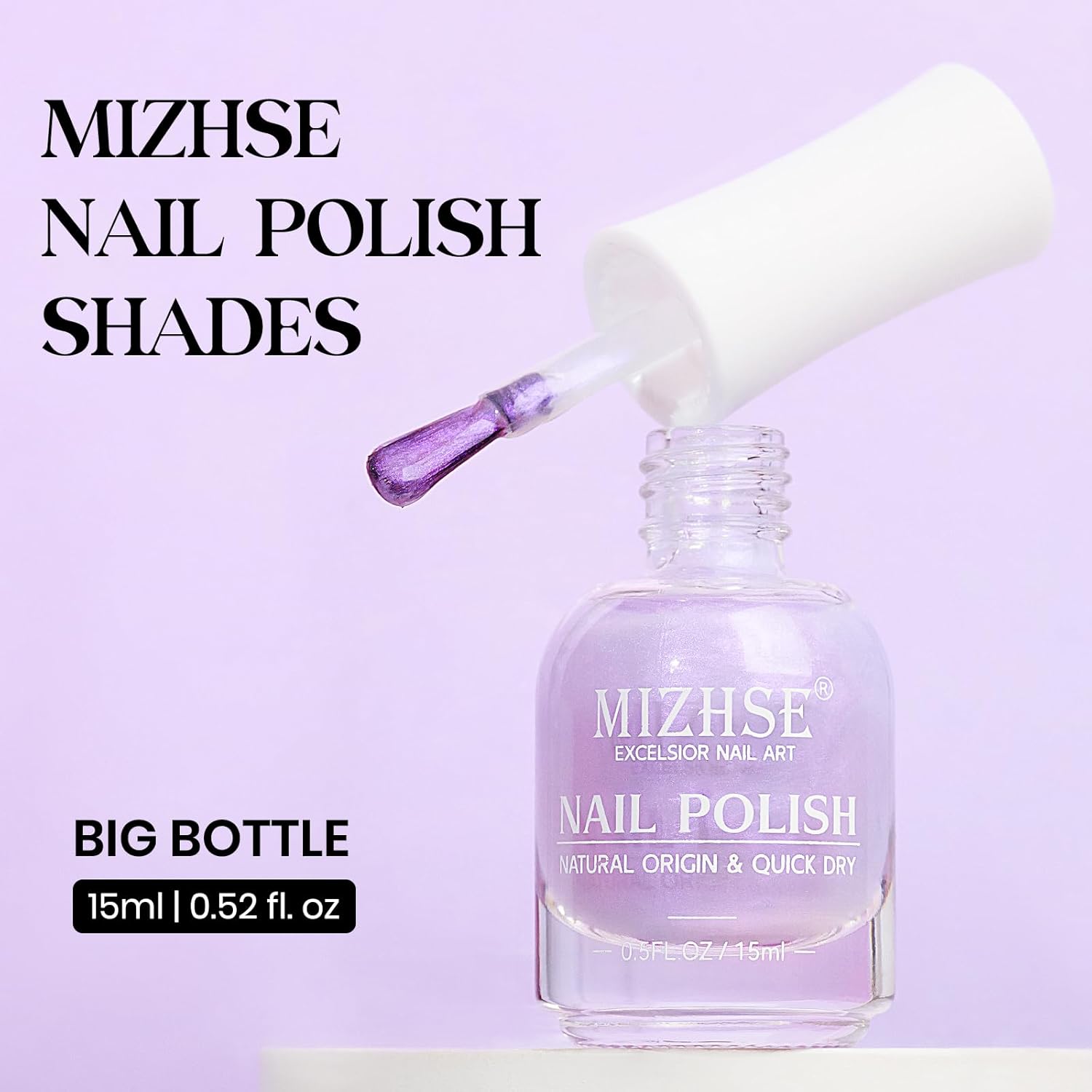 MIZHSE Quick Dry Mermaid Pearl Nail Polish, Purple Aurora Effect Nail Polish 15Ml, Fingernail and Toenail Polish Glossy Long Lasting Home DIY Nail Art Gift - Image 2
