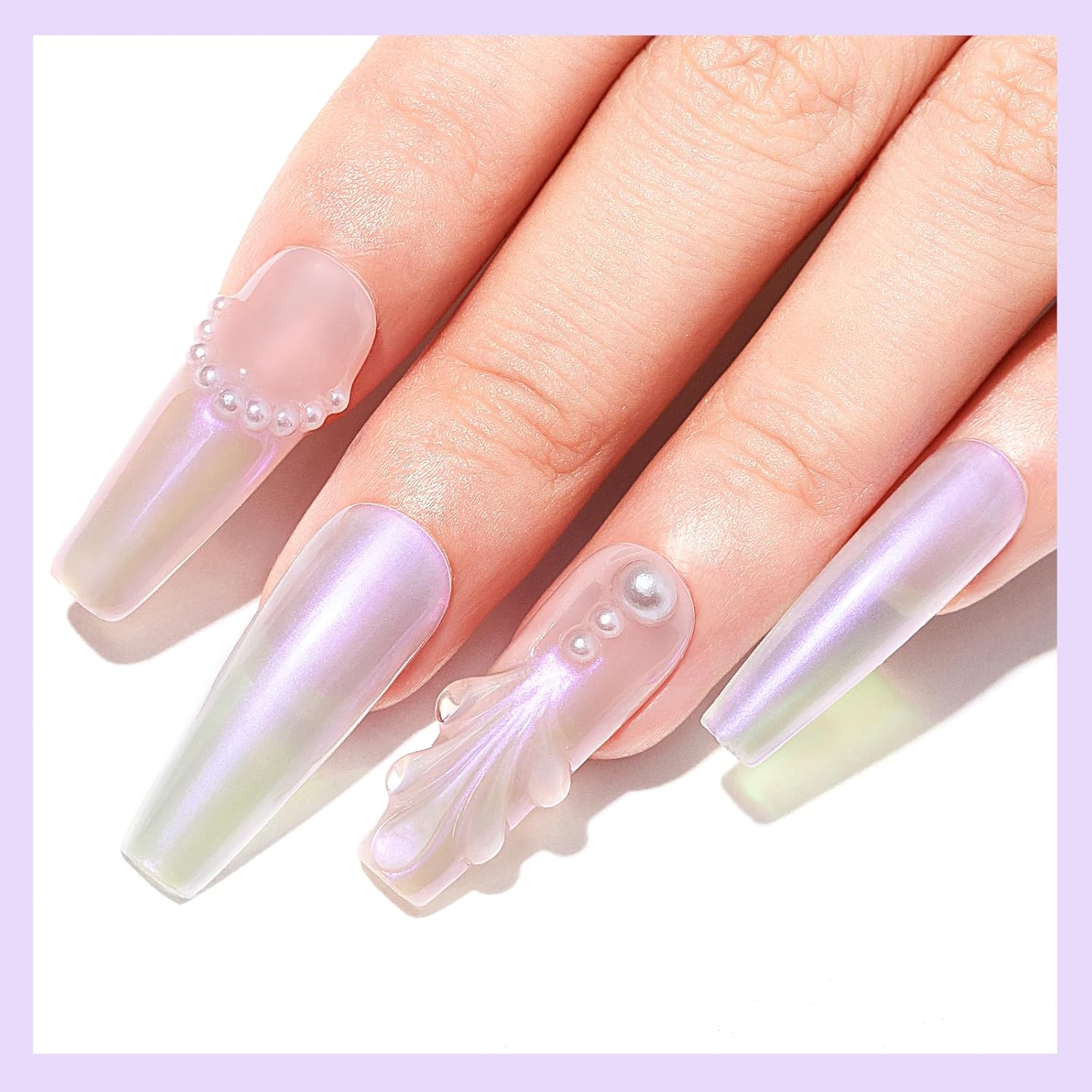 MIZHSE Quick Dry Mermaid Pearl Nail Polish, Purple Aurora Effect Nail Polish 15Ml, Fingernail and Toenail Polish Glossy Long Lasting Home DIY Nail Art Gift - Image 8