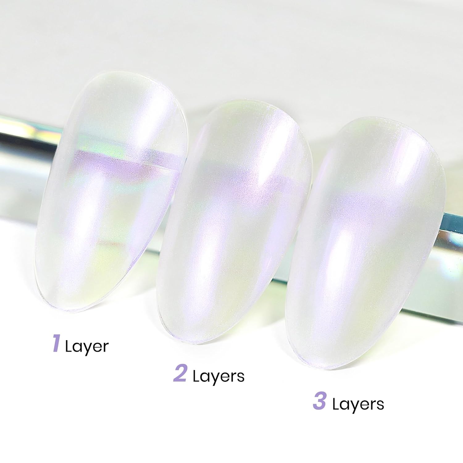 MIZHSE Quick Dry Mermaid Pearl Nail Polish, Purple Aurora Effect Nail Polish 15Ml, Fingernail and Toenail Polish Glossy Long Lasting Home DIY Nail Art Gift - Image 5