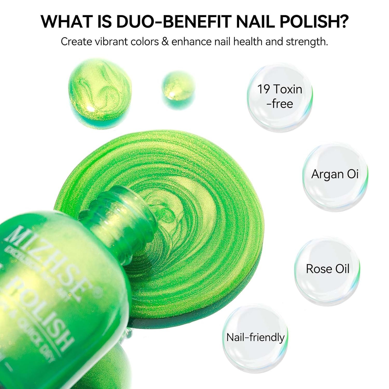 MIZHSE Quick Dry Nail Polish, Aurora Green Nail Polish Air Dry Fast, 15ml/0.5 fl oz Regular Shiny Glossy Oil-based Shimmery Nail Lacquer Non-Gel Nail Art Salon Manicure Home DIY - Image 4