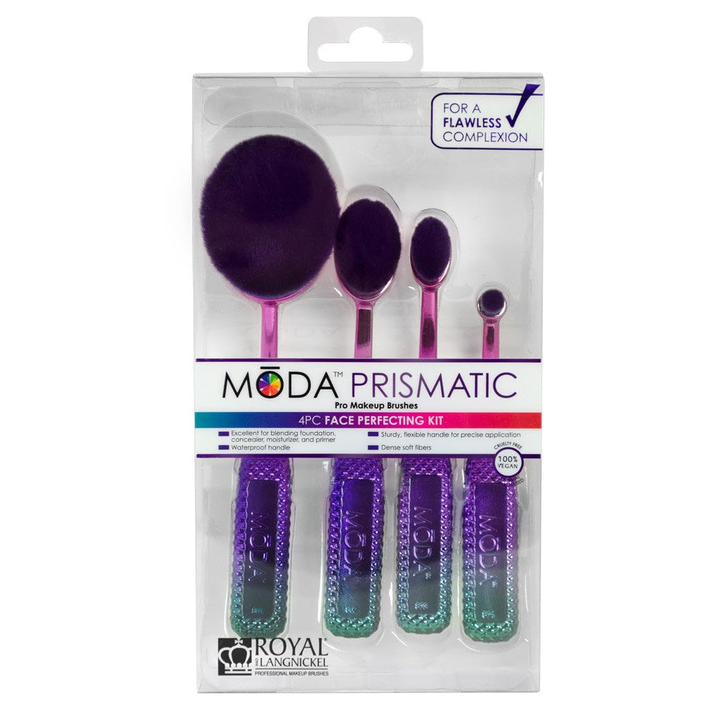 Moda Prismatic 4pc Face Makeup Brush Kit – Perfect for Foundation, Contouring & Highlighting with Soft Vegan Filaments - Image 8