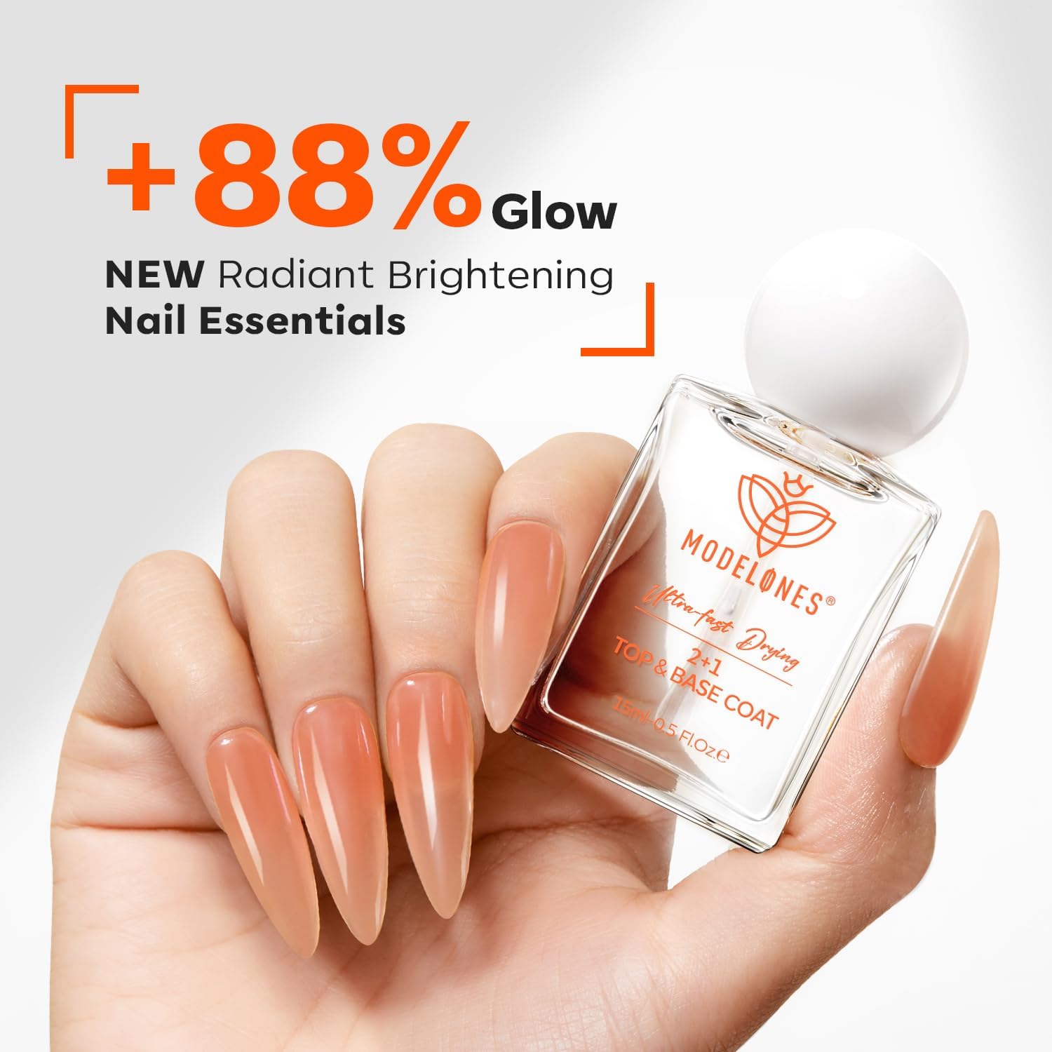 modelones 3-in-One Top Coat and Base Coat Nail Polish, Nail Strengthener, 15 Ml Clear Nail Polish Quick Dry Long Lasting Shine Chip Fade Resistant Nails Protect Care 2025 Gifts for Women - Image 4