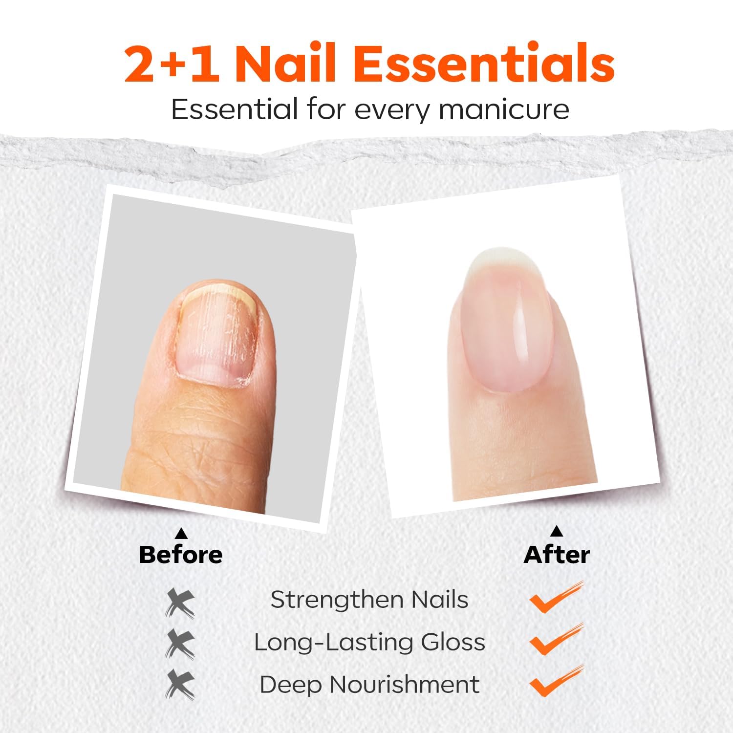 modelones 3-in-One Top Coat and Base Coat Nail Polish, Nail Strengthener, 15 Ml Clear Nail Polish Quick Dry Long Lasting Shine Chip Fade Resistant Nails Protect Care 2025 Gifts for Women - Image 3