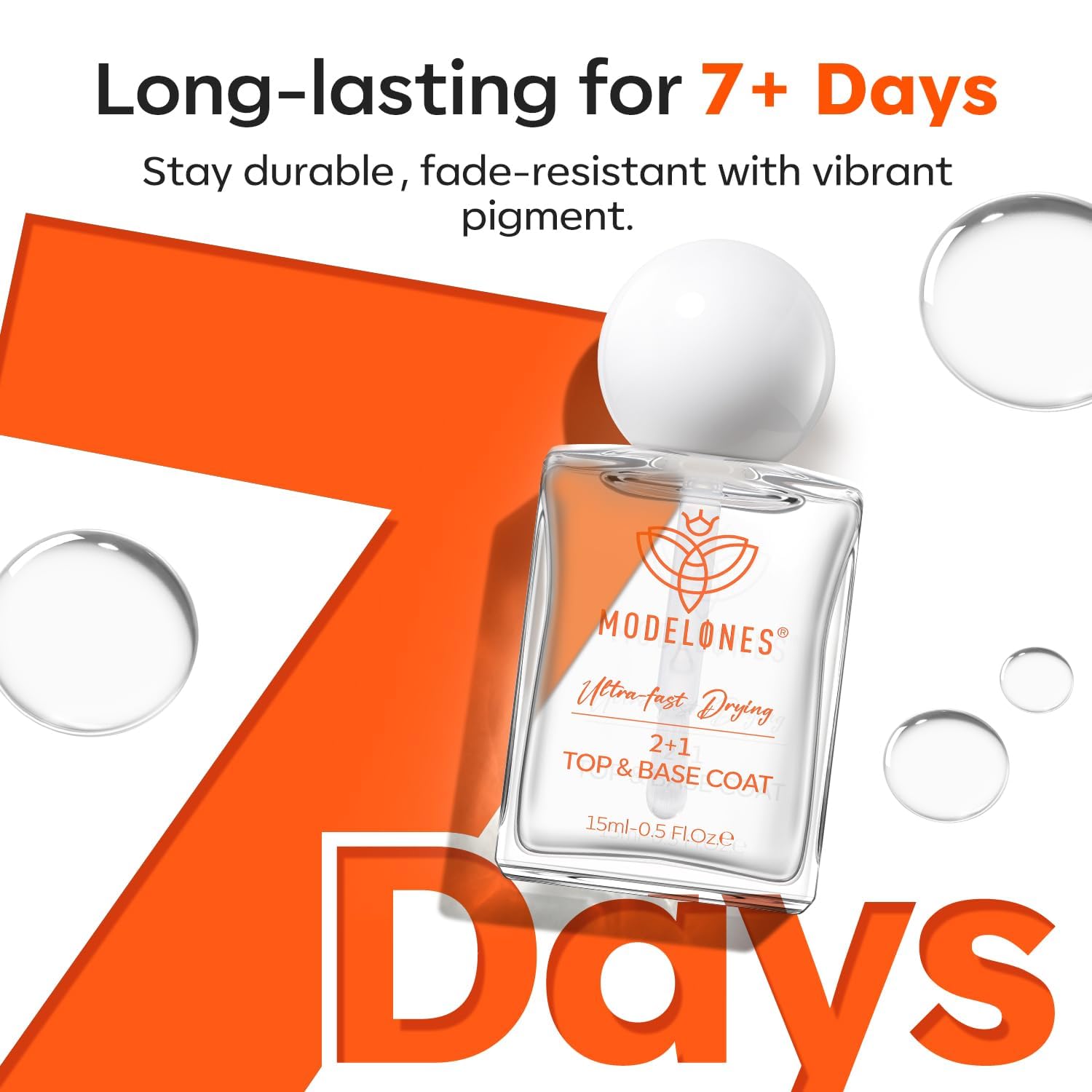modelones 3-in-One Top Coat and Base Coat Nail Polish, Nail Strengthener, 15 Ml Clear Nail Polish Quick Dry Long Lasting Shine Chip Fade Resistant Nails Protect Care 2025 Gifts for Women - Image 6