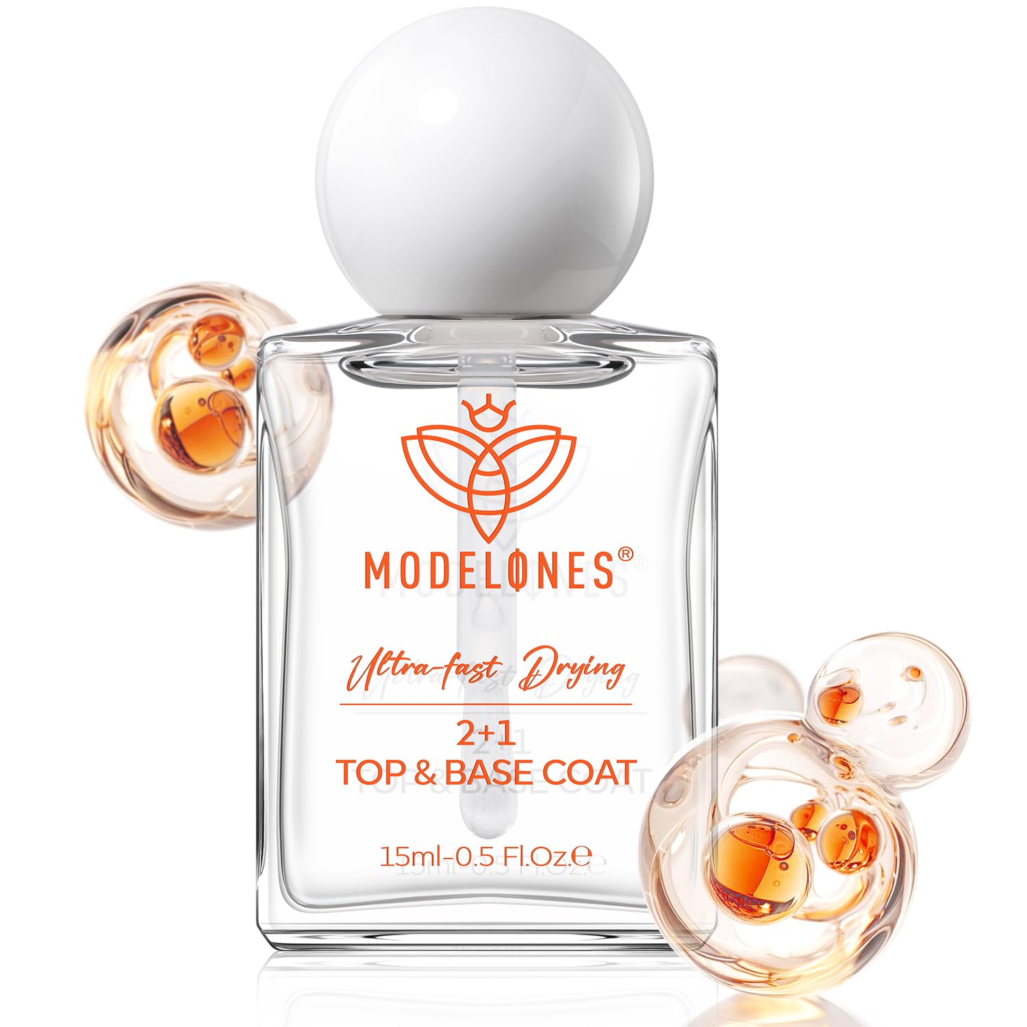 modelones 3-in-One Top Coat and Base Coat Nail Polish, Nail Strengthener, 15 Ml Clear Nail Polish Quick Dry Long Lasting Shine Chip Fade Resistant Nails Protect Care 2025 Gifts for Women