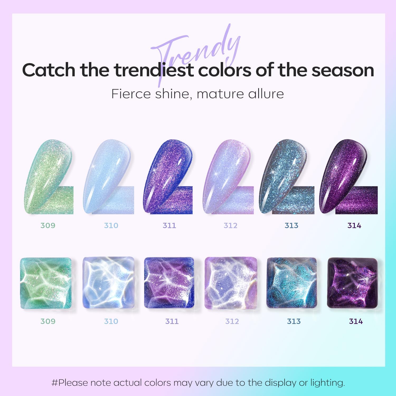 modelones Chameleon Nail Polish Set 6 Colors, Green Glitter Pink Blue Purple Holographic Quick Dry Mini Nail Lacquer Kit Gray Aurora Shimmer DIY Nail Art Manicure Gift For Women Girls - Image 2