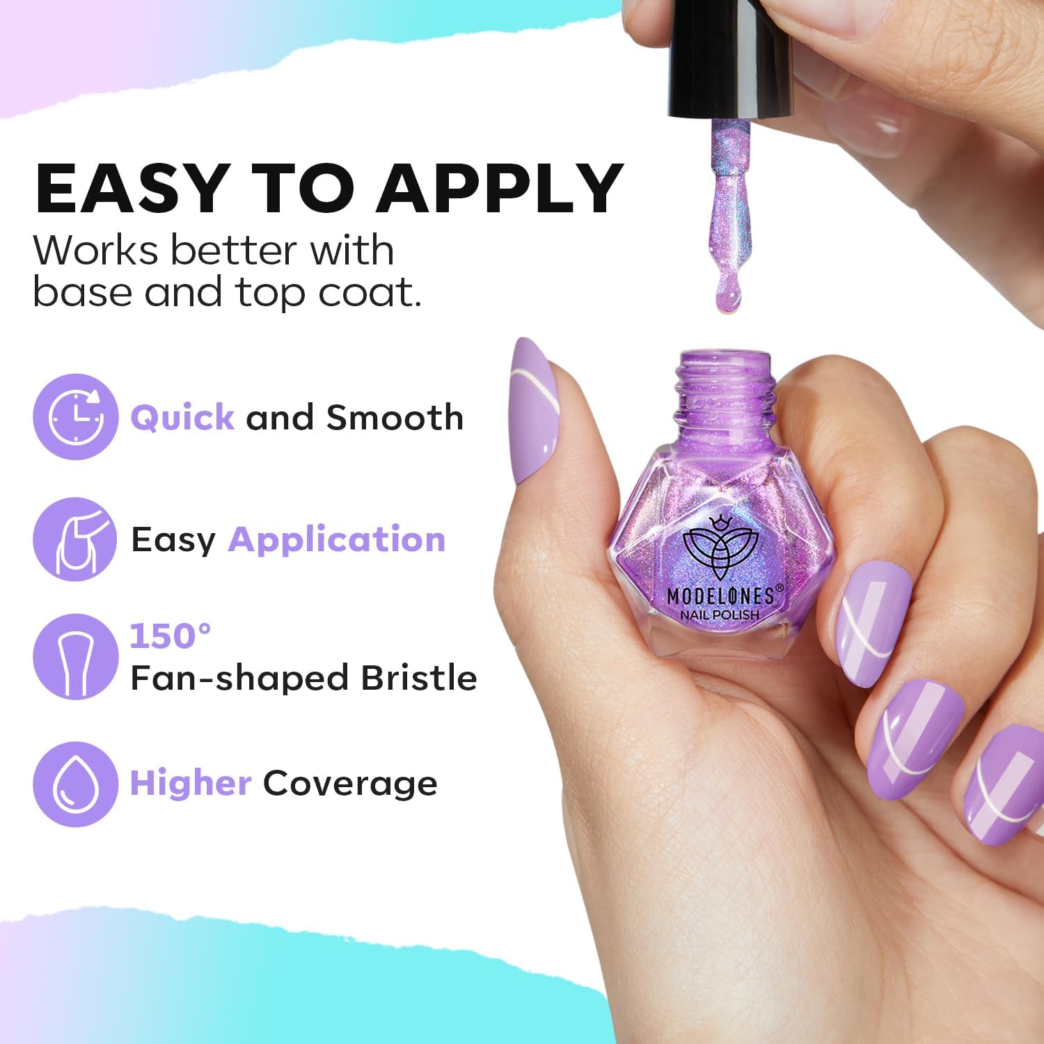 modelones Chameleon Nail Polish Set 6 Colors, Green Glitter Pink Blue Purple Holographic Quick Dry Mini Nail Lacquer Kit Gray Aurora Shimmer DIY Nail Art Manicure Gift For Women Girls - Image 8