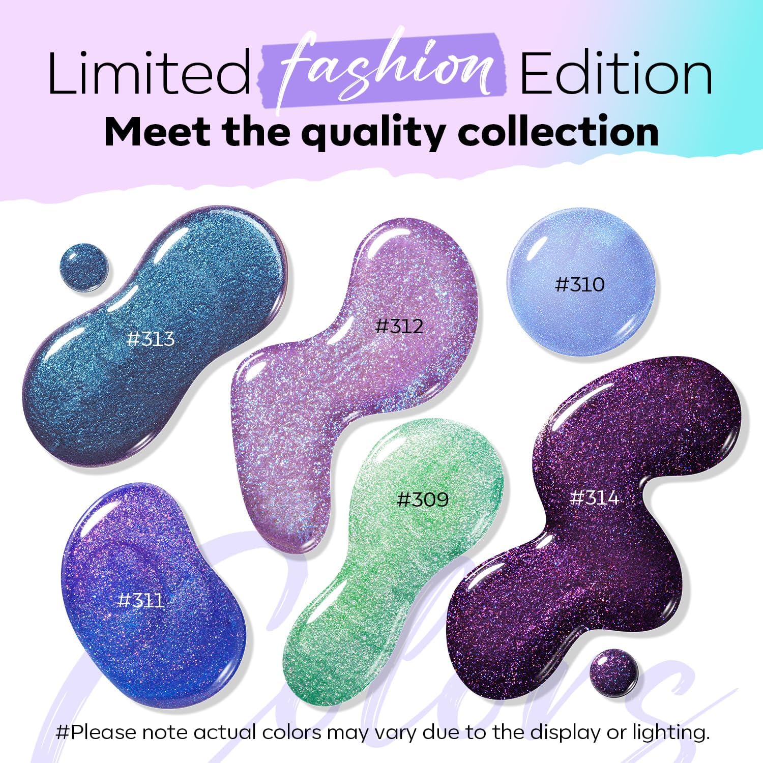 modelones Chameleon Nail Polish Set 6 Colors, Green Glitter Pink Blue Purple Holographic Quick Dry Mini Nail Lacquer Kit Gray Aurora Shimmer DIY Nail Art Manicure Gift For Women Girls - Image 7