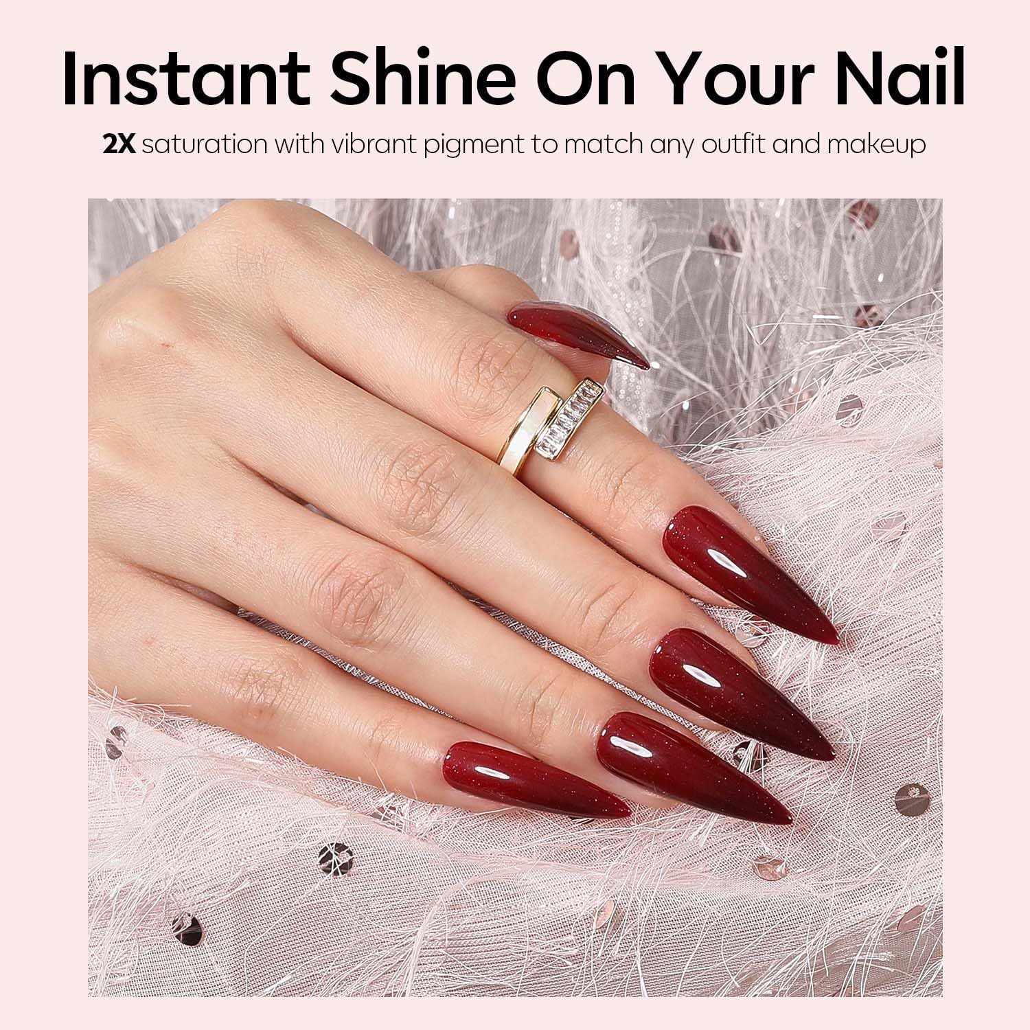 modelones Color Changing Burgundy Red Gel Nail Polish, 15 ML Black Red Mood Temperature Change Nail Polish Gel Soak Off Christmas Nail Art DIY Salon Manicure Holiday Gift for Girls Women - Image 5