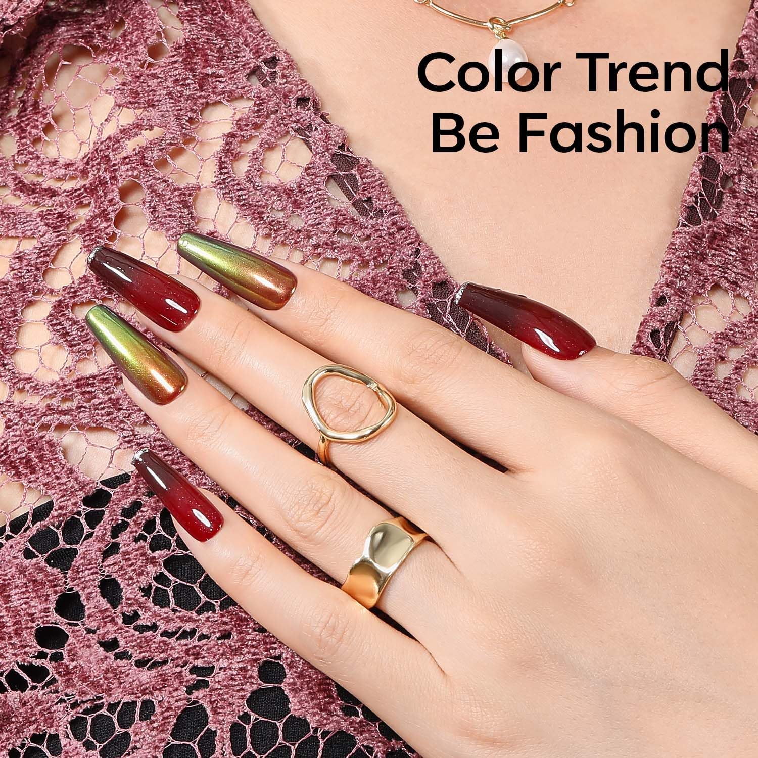modelones Color Changing Burgundy Red Gel Nail Polish, 15 ML Black Red Mood Temperature Change Nail Polish Gel Soak Off Christmas Nail Art DIY Salon Manicure Holiday Gift for Girls Women - Image 3