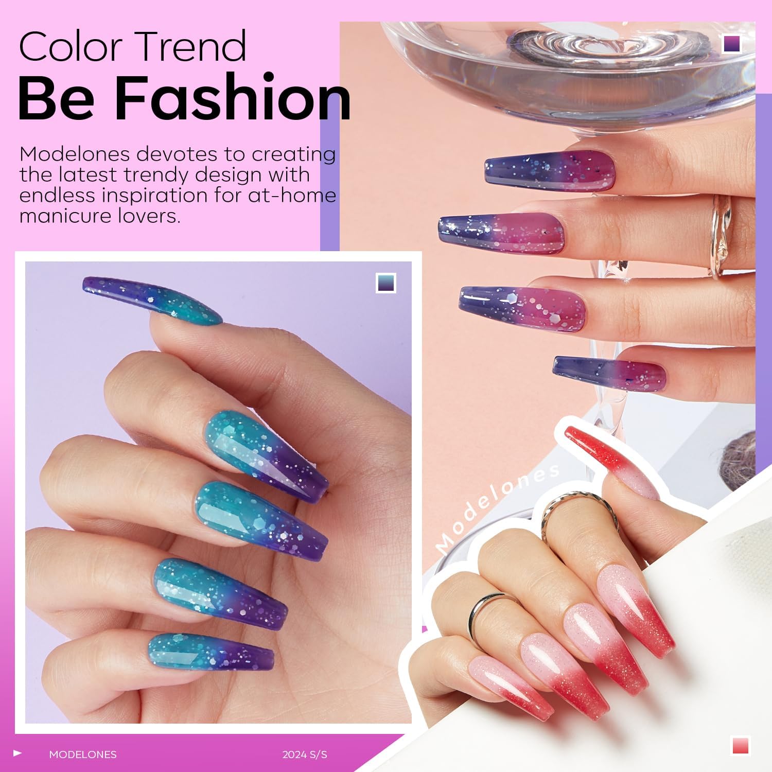 modelones Color Changing Gel Nail Polish, 6 Colors Orange Blue Purple Pink Neon Mood Temperature Change Gel Polish Set Soak Off DIY Home Nail Art Gift - Image 4