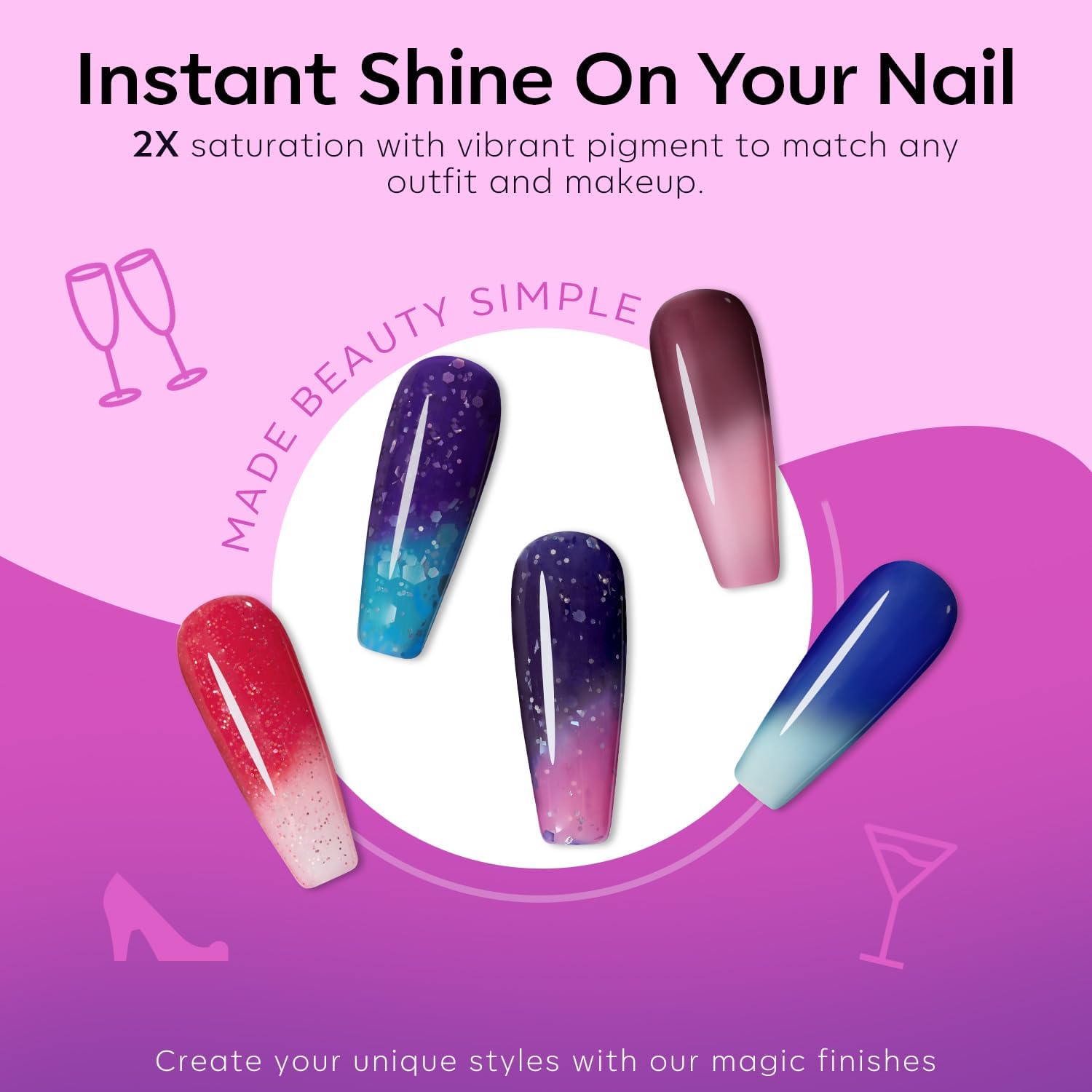 modelones Color Changing Gel Nail Polish, 6 Colors Orange Blue Purple Pink Neon Mood Temperature Change Gel Polish Set Soak Off DIY Home Nail Art Gift - Image 7