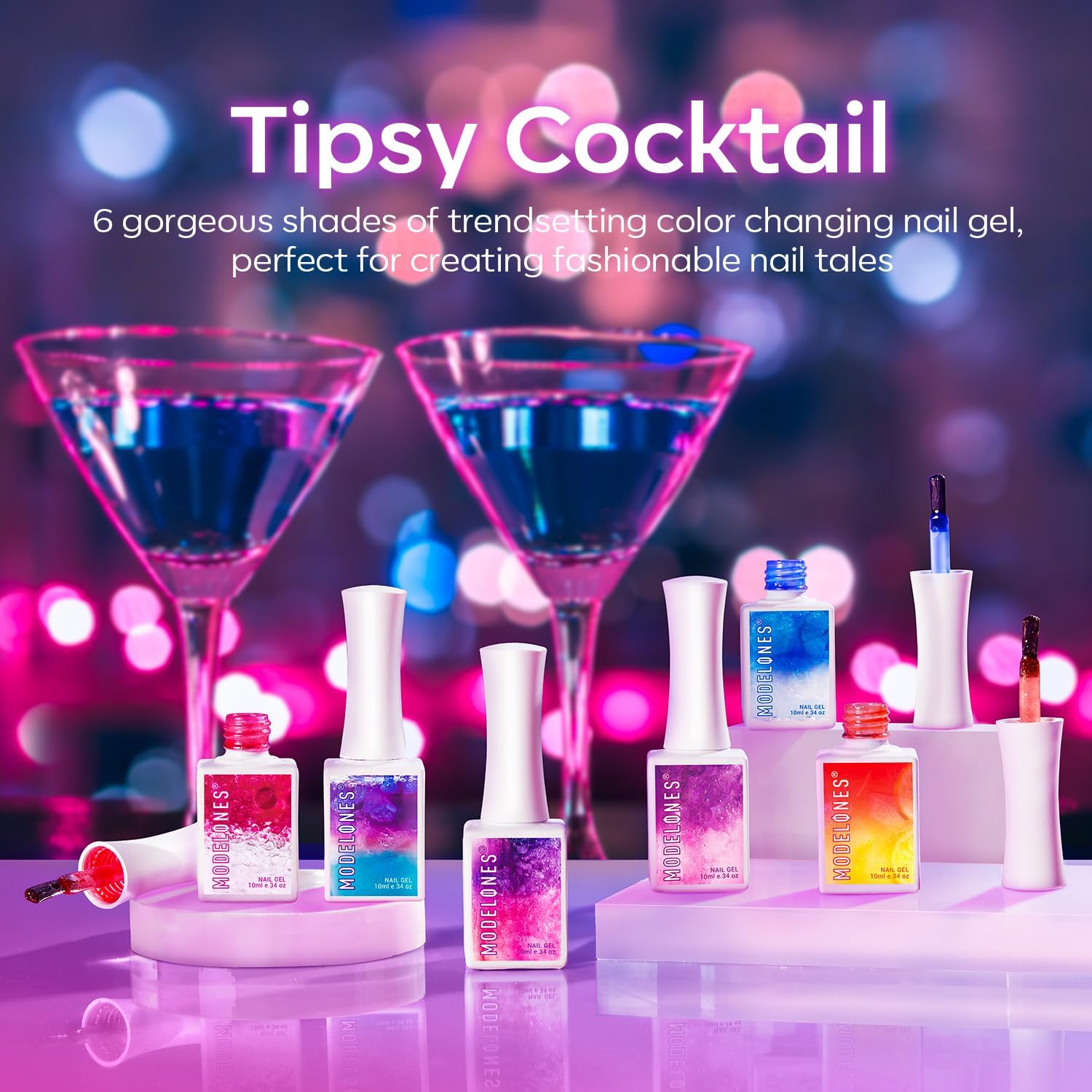 modelones Color Changing Gel Nail Polish, 6 Colors Orange Blue Purple Pink Neon Mood Temperature Change Gel Polish Set Soak Off DIY Home Nail Art Gift - Image 6