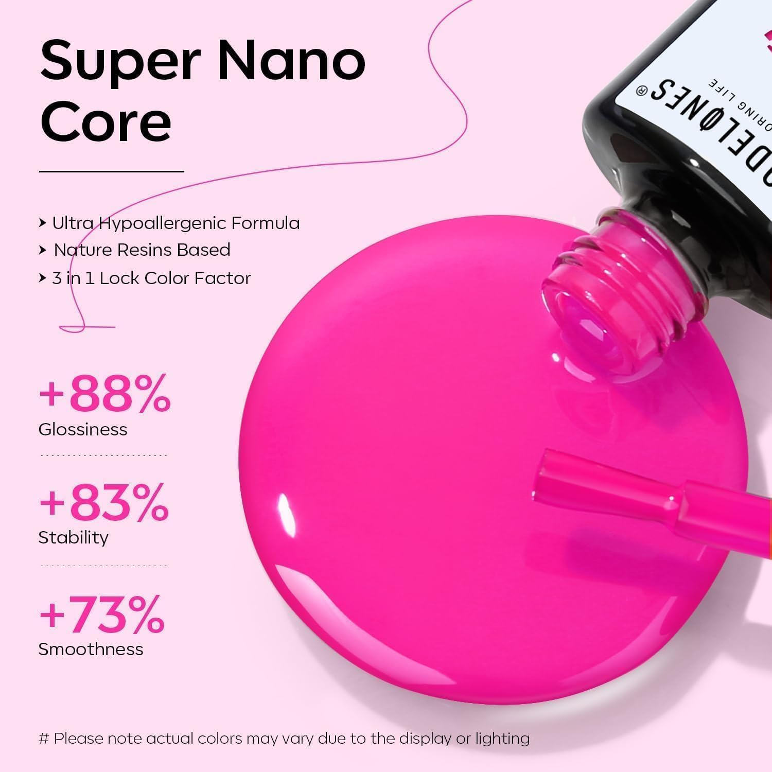 Modelones Gel Nail Polish, 15 ML Hot Pink Bright Nail Polish Soak Off Led Neon Pink Summer Polish Nail Art Design Coachella Music Festival LGBT Salon DIY Gel Manicure for Women Girl - Image 5