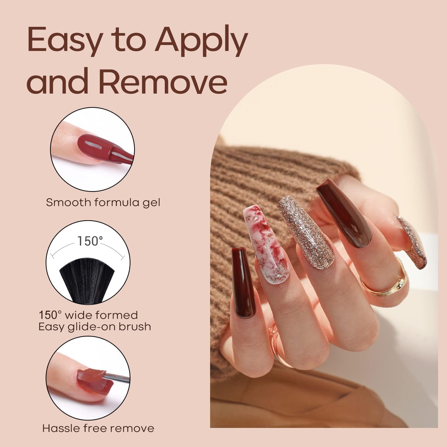 modelones Gel Nail Polish Kit -6 Colors Nude Pink Gel Polish Set Skin Tones Neutral Brown Soak Off Gel Nail Kit Manicure DIY Nail Art Salon Home Gift - Image 7