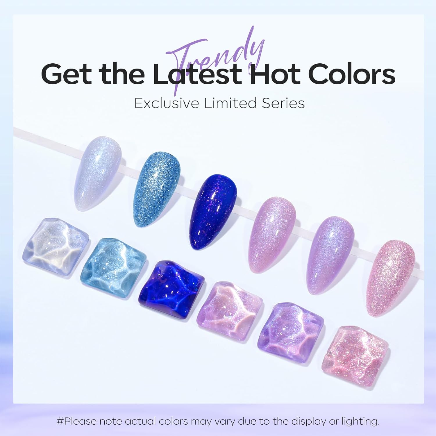 modelones Gel Nail Polish Set 6 Colors Blue Pink Purple Glitter Gel Nail Polish Chameleon White Sparkle Shimmer Reflective Glitter Polish Soak Off UV Spring Nail Art DIY Salon Gifts For Women Girl - Image 2