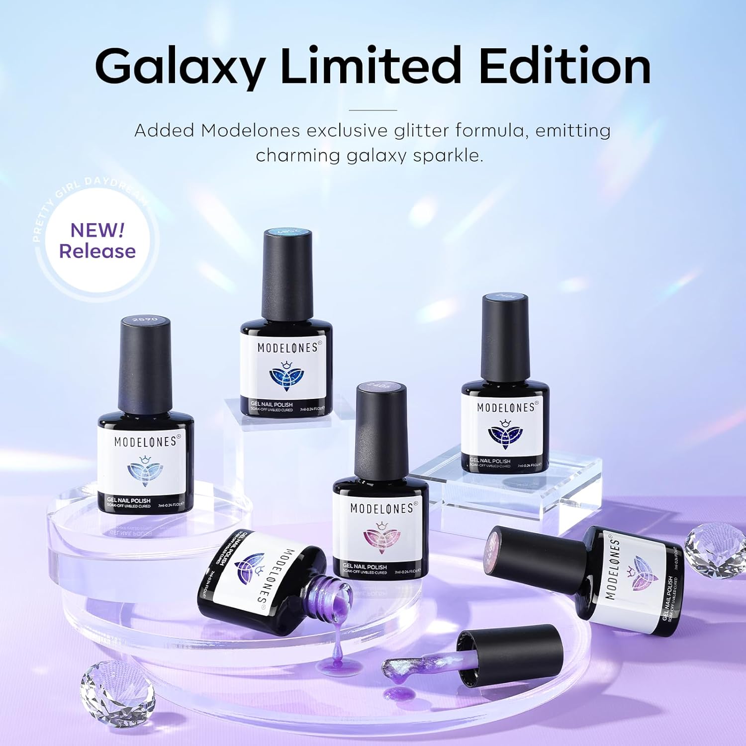 modelones Gel Nail Polish Set 6 Colors Blue Pink Purple Glitter Gel Nail Polish Chameleon White Sparkle Shimmer Reflective Glitter Polish Soak Off UV Spring Nail Art DIY Salon Gifts For Women Girl - Image 8