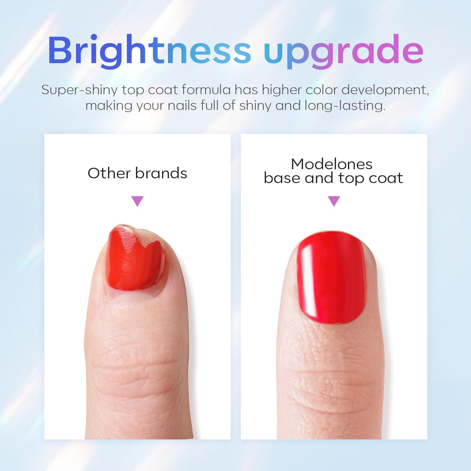 modelones Gel Top Coat, 15 ml 2025 Upgrade Super Shiny Base and Top Coat Set, Soak Off Nail Lamp Acid Free No Wipe Clear Base Top Gel Nail Polish - Image 4