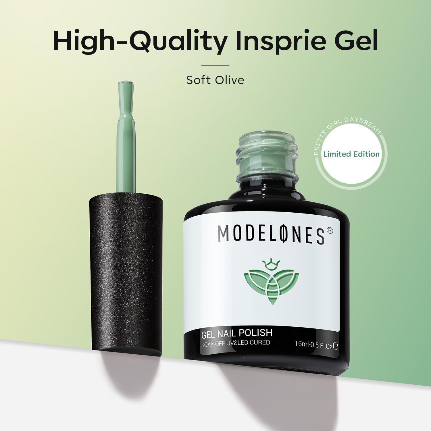 modelones Green Gel Nail Polish, 15 ML Sage Green Spring Summer Color Pastel Gel Polish Soak Off Led Nail Art Gel Manicure Salon DIY Gifts for Women - Image 2