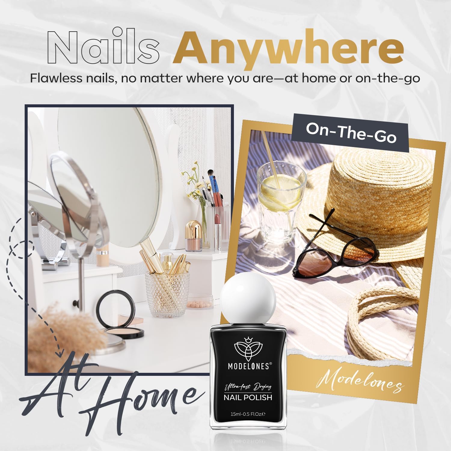 modelones Nail Polish, 15 ml Classic Black Nail Polish Quick Dry Nail Strengthener Long Last Shine Fingernail Toe Nail Art DIY Home Travel Manicure Gift for Women Girls 0.5 Fl Oz - Image 8