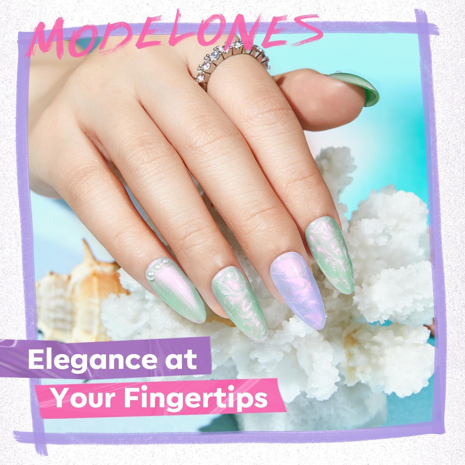 modelones Nail Polish Set, 6 Colors Chrome Nail Polish 2025 Spring Pearl Shimmer Pink Purple White Aurora Iridescent Green Quick Dry Nail Polish Kit Mothers Day Gifts for Women Salon DIY Manicure Kit - Image 5