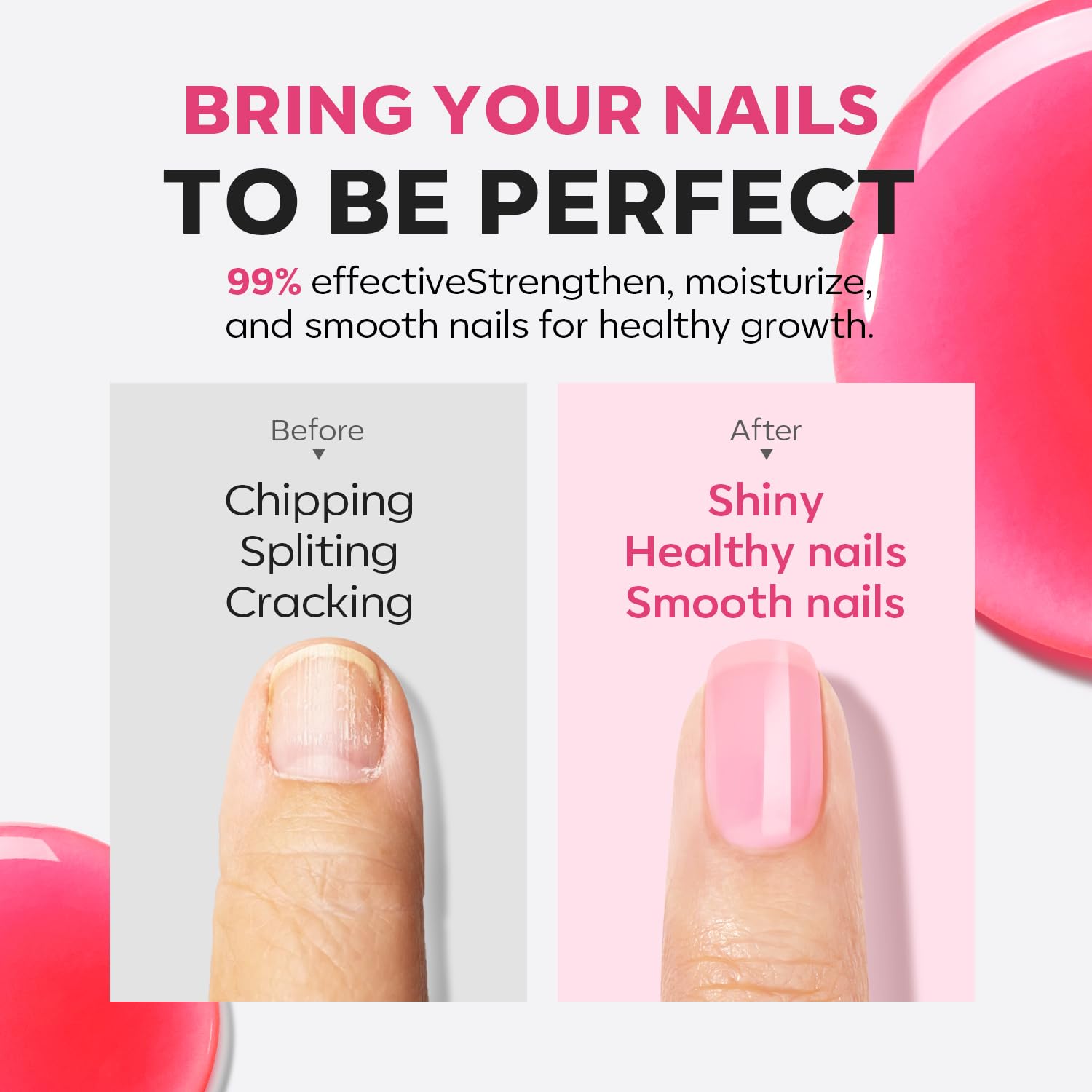 modelones Nail Strengthener 8-in-One Nail Ridge Filler Base Coat Nail Polish Repair Nail Growth Treatment for Thin and Damaged Nails Jelly Pink 15ml - Image 3