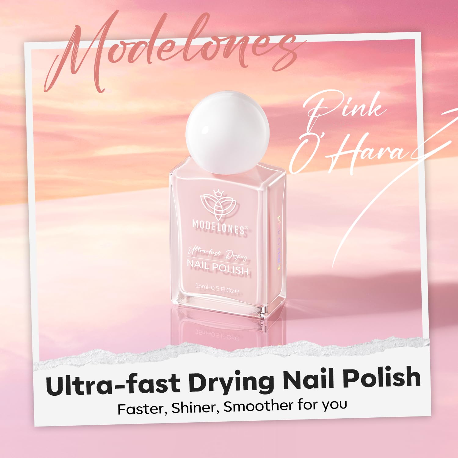 modelones Pastel Pink Nail Polish, Light Pale Pink 15 ml Quick Dry Nail Lacquer Strengthener Long Last Shine Fingernail Toe Nail Art DIY Home Travel Manicure Gift for Women Girls 0.5 Fl Oz - Image 4