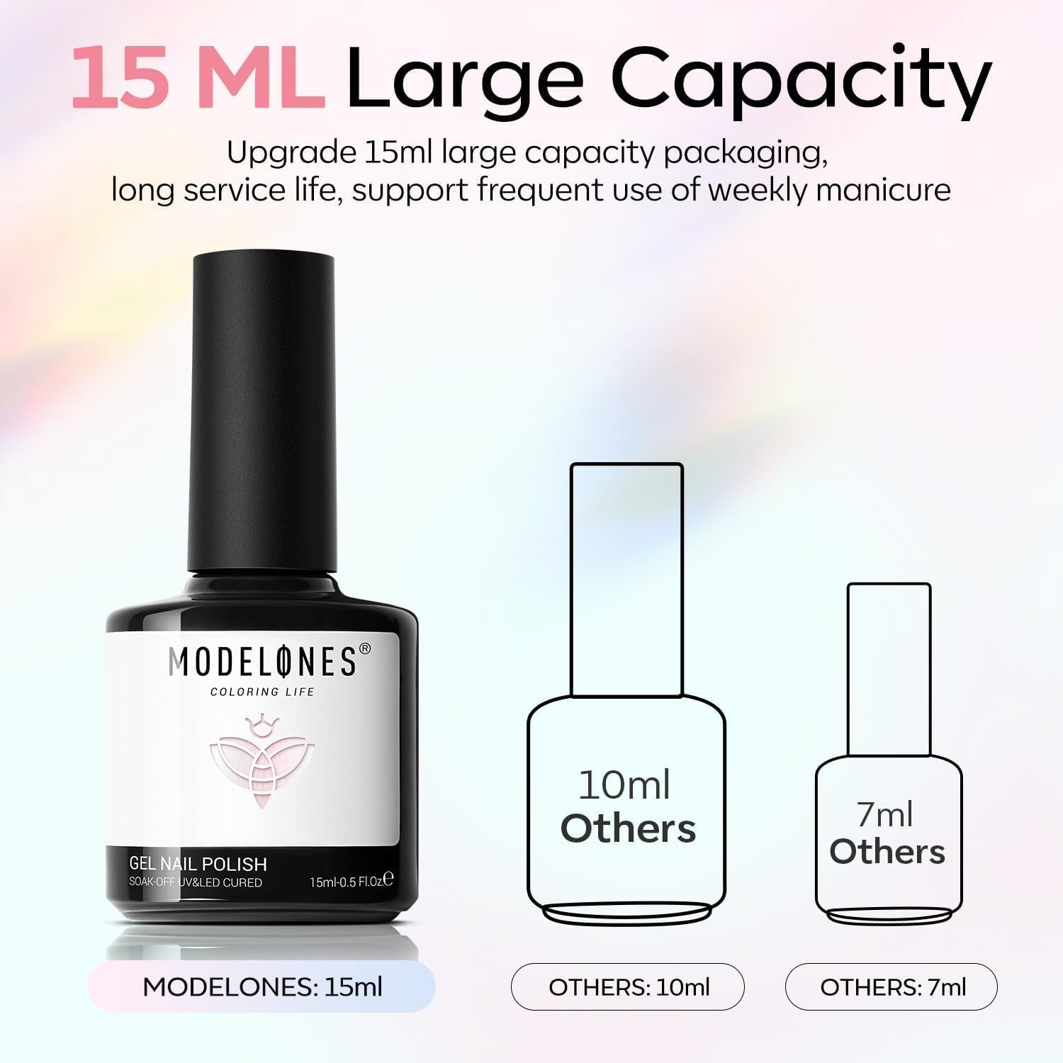 Modelones Pearl Glitter Gel Nail Polish, 15 ML Shine White Nail Polish Iridescent Shimmer Mermaid Pastel Chrome Nails Soak Off Led Pearlescent Polish Swirl Shell Thread Effect DIY Gift - Image 5