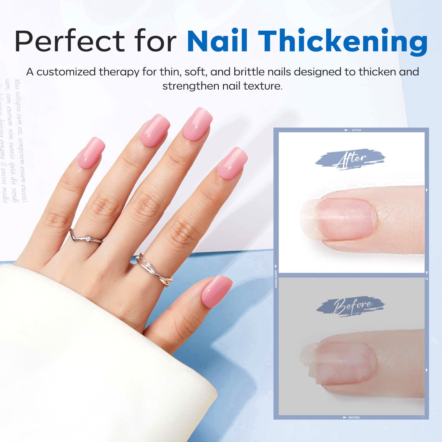 Modelones Rubber Builder Gel Base Coat for Nails, Clear Rubber Base Gel Nail Polish for Strengthen/Apex Building/Enhance/Reinforced Long Lasting Protect Soak Off U V LED For Thin Weak Nails - Image 4