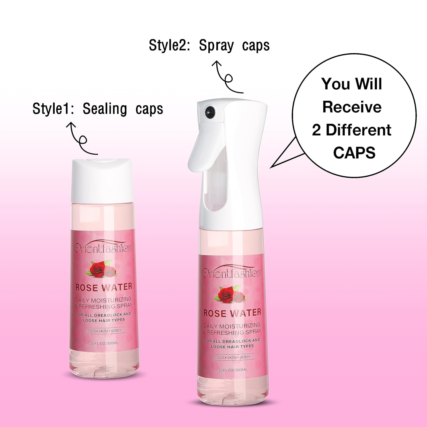Moisturizing Refreshing Spray for Locs- Rose Water Hair Scalp Moisturizer, Castor Oil- Natural Loc Care and Maintenance (Rose, 10 Fl oz) - Image 2