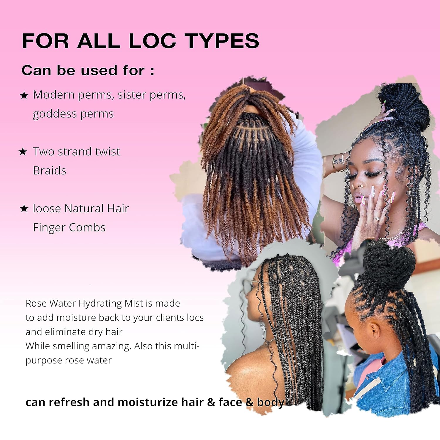 Moisturizing Refreshing Spray for Locs- Rose Water Hair Scalp Moisturizer, Castor Oil- Natural Loc Care and Maintenance (Rose, 10 Fl oz) - Image 7