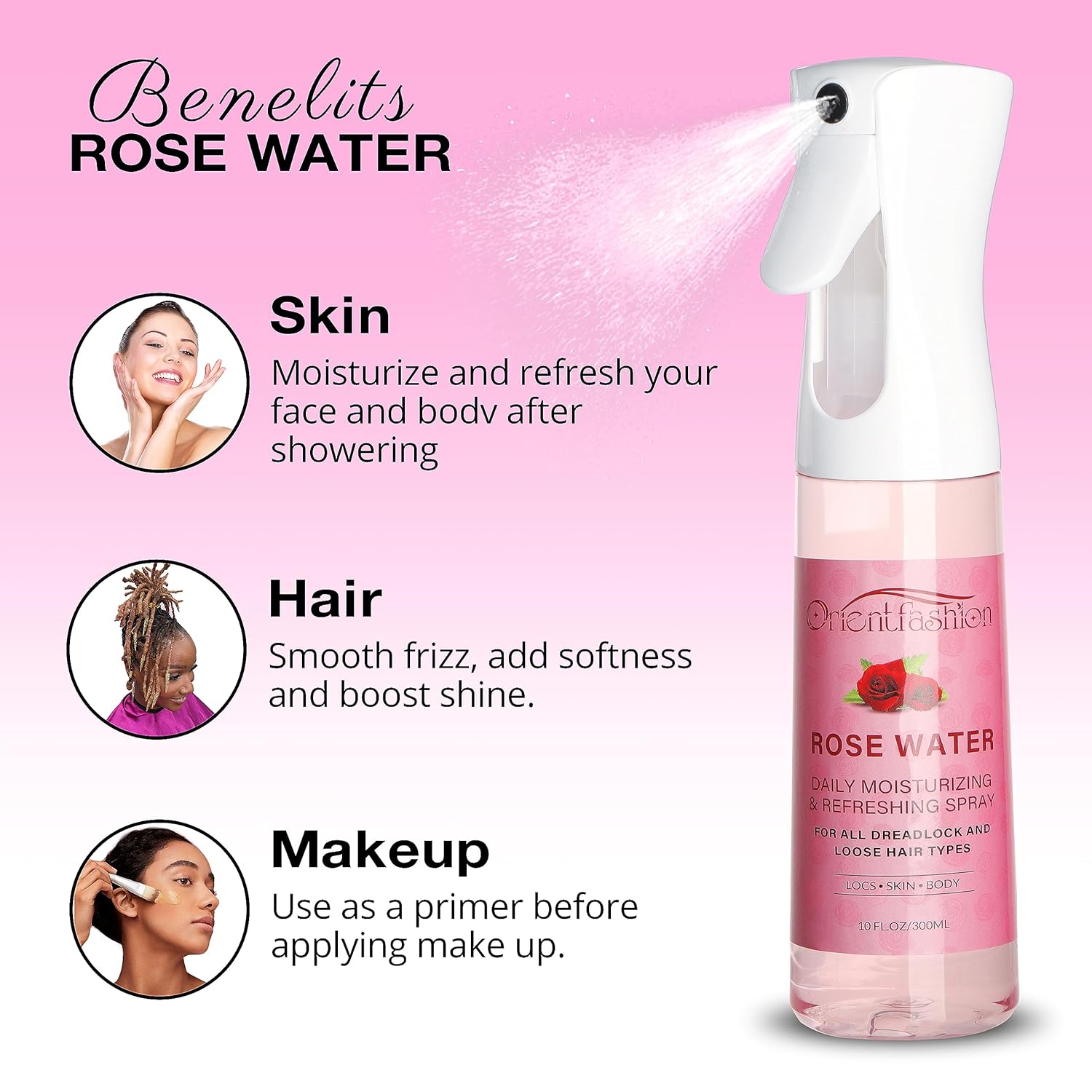 Moisturizing Refreshing Spray for Locs- Rose Water Hair Scalp Moisturizer, Castor Oil- Natural Loc Care and Maintenance (Rose, 10 Fl oz) - Image 6