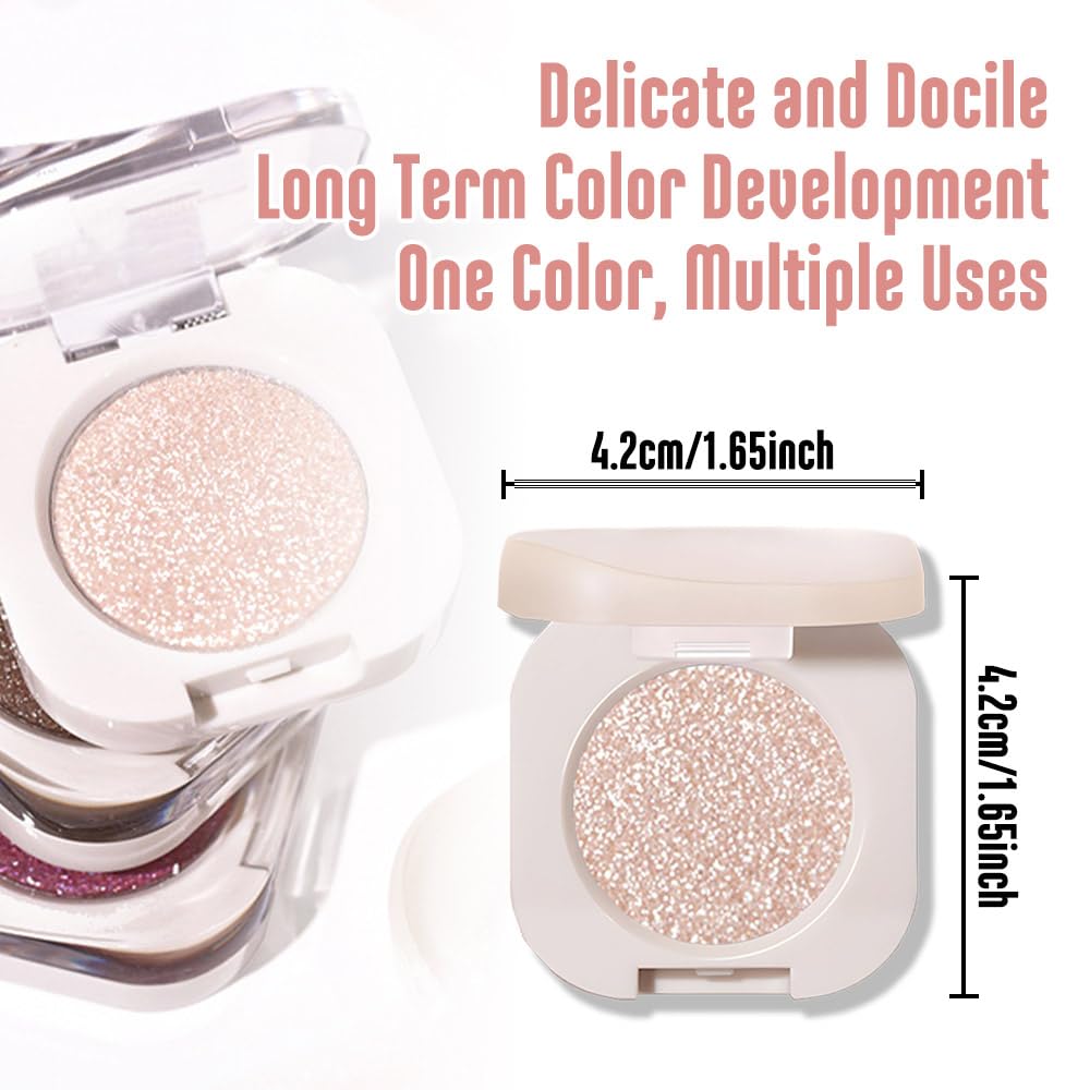 Monochrome Glitter Eyeshadow - Light Brown Shimmer Eye Shadow, Talc-Free, Paraben-Free, Cruelty-Free, Long-Lasting Single Eyeshadow Palette for Everyday & Special Occasions 11# - Image 5