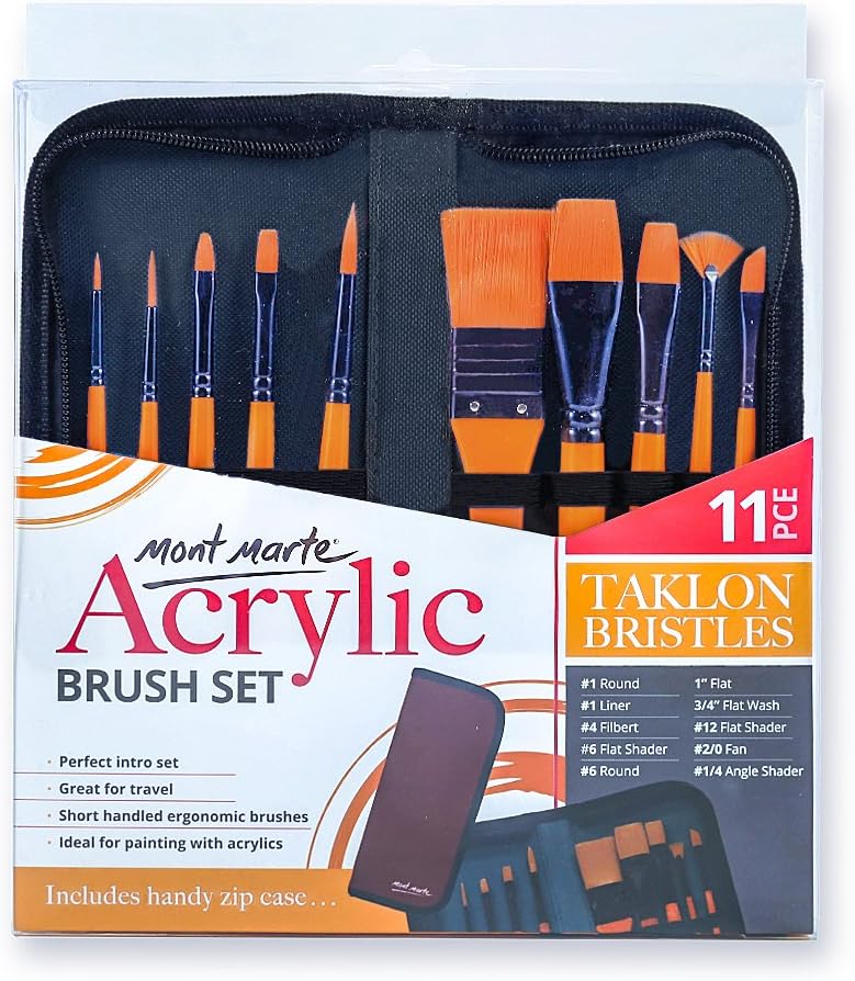 Mont Marte Art Paint Brushes Set for Painting, 10 Variety of Brushes Types for Class, Kids, Artists- Nice Art Brushes for Acrylic Painting - Image 5