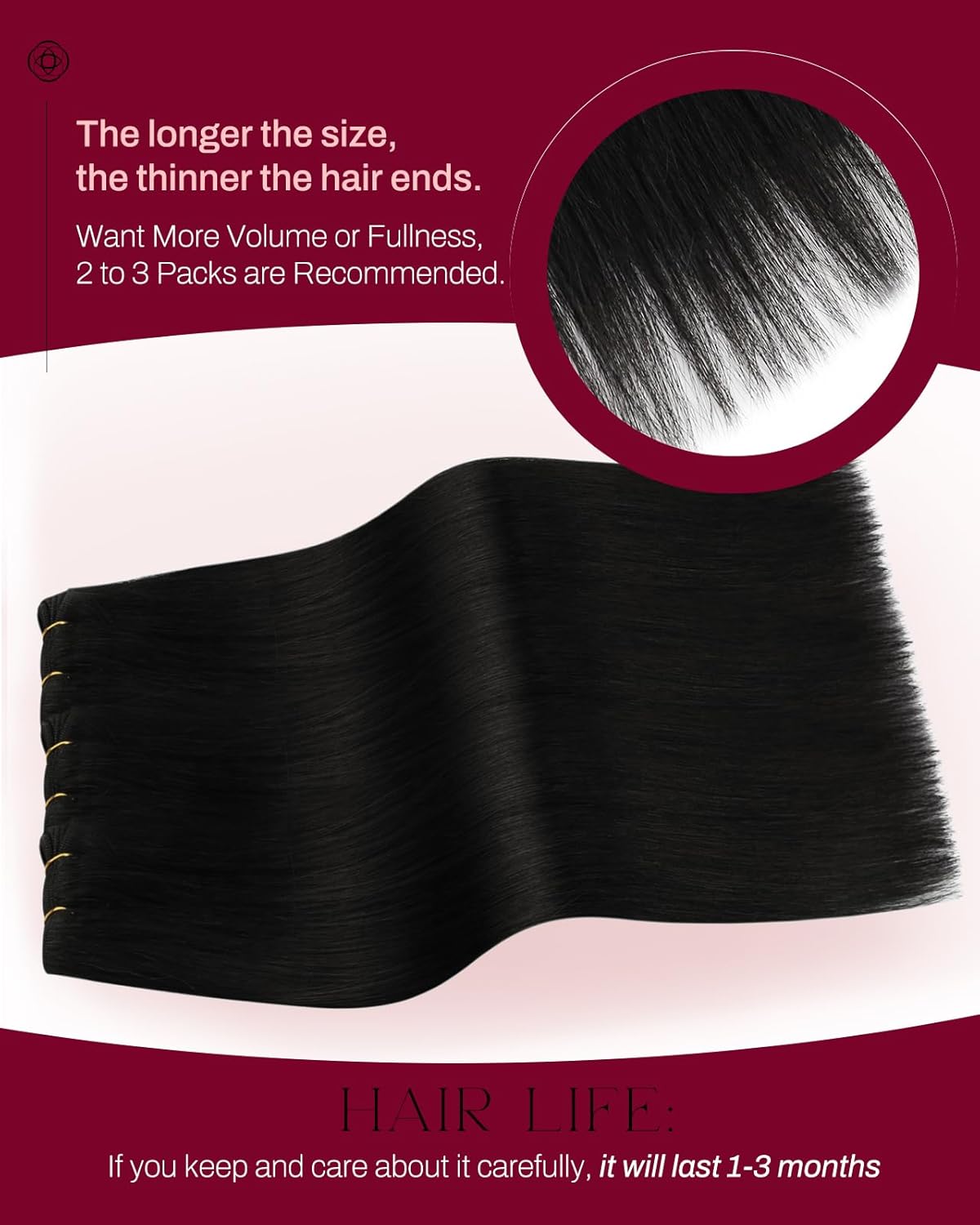 Moresoo Sew in Hair Extensions Real Human Hair Black Women Straight Remy Hair Weft Extensions Jet Black Weft Hair Extensions Human Hair Long 100G 20 Inch - Image 3
