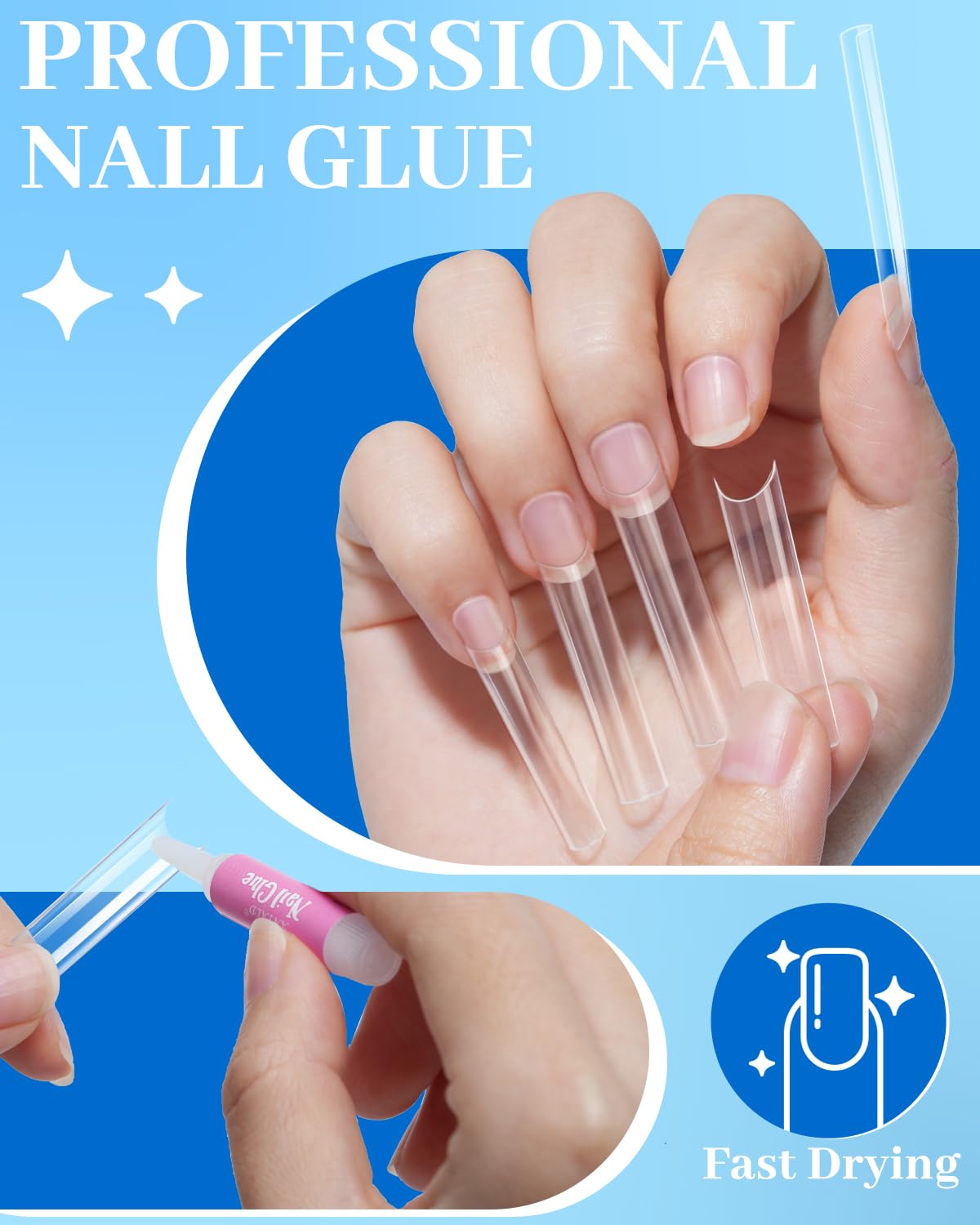 MORGLES Clear Tapered Square Nail Tips, 240 Pcs XXL Extra Long Straight C Curve Nail Tips 12 Sizes Half Cover French Clear for Acrylic Home DIY with Box - Image 6