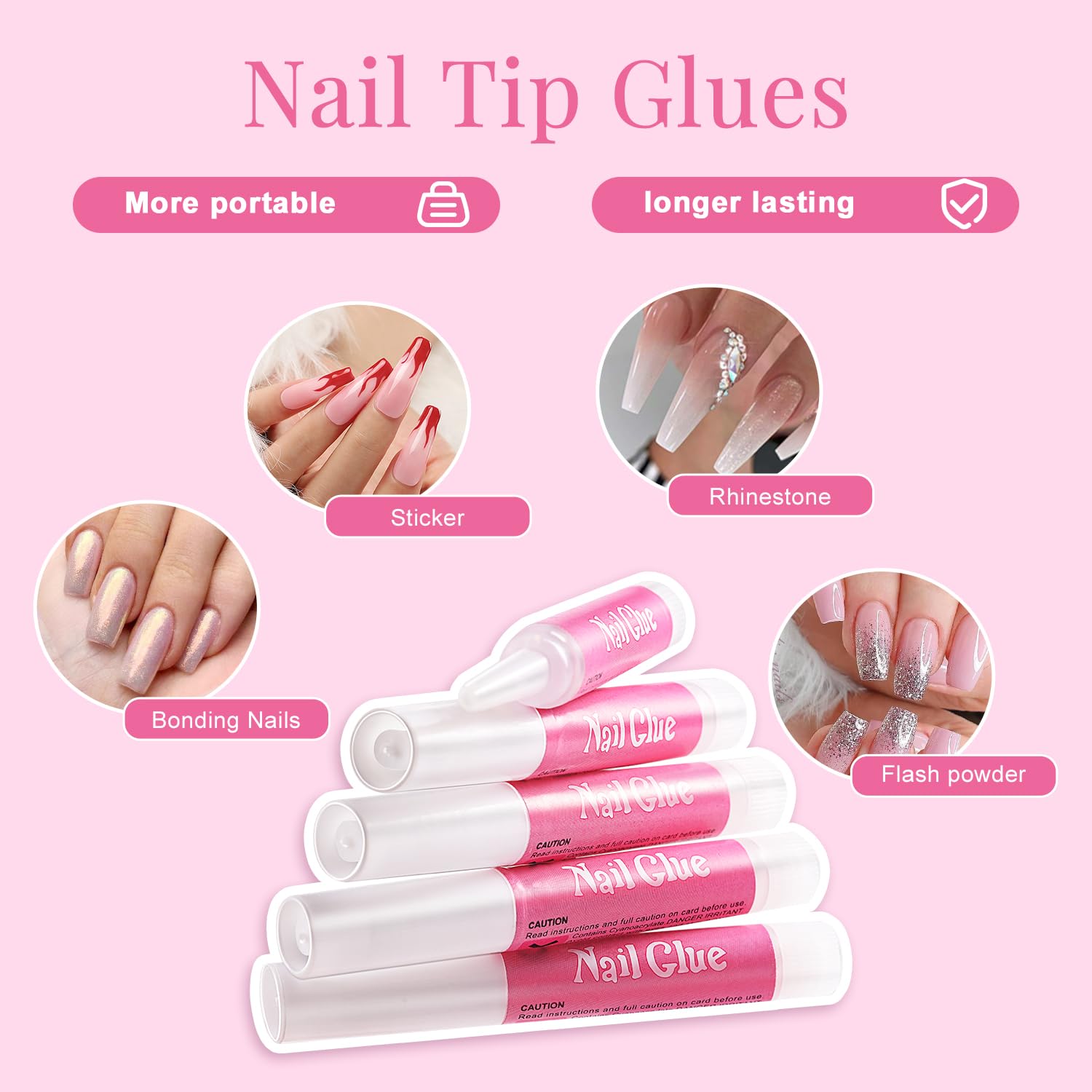 MORGLES Half Cover Coffin Nail Tips Set, 500 Pcs Clear Acrylic Nail Tips, with Glue, Clipper, Files, Cuticle Pusher and Fork for Salons and Home DIY with Box - Image 4