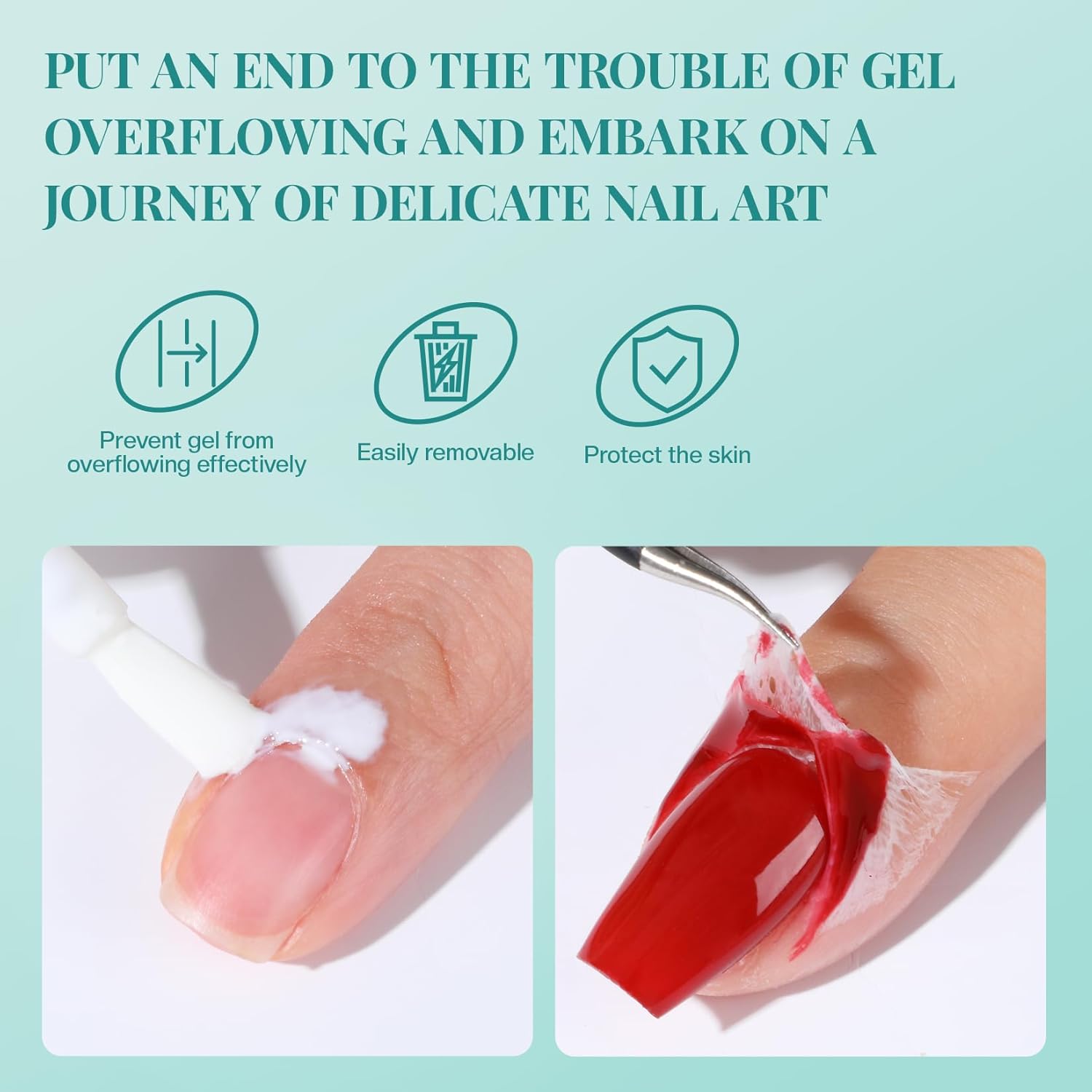 Morovan Gel Polish Remover Kit: Gel Polish Remover Set with Latex Tape Peel Off Liquid with Peeler Cuticle Oil Nail File Cuticle Pusher Cleaner Easy & Effective Removal in 3-5 Minutes. - Image 4