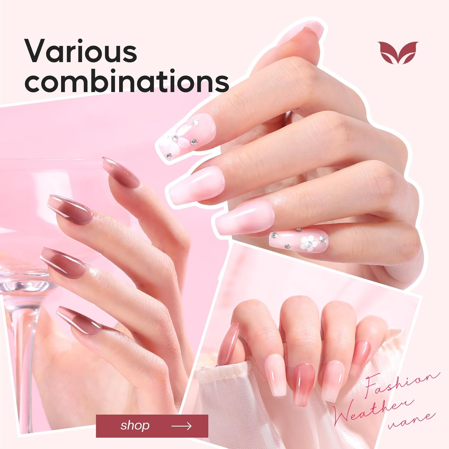 Morovan Sheer Jelly Glass Pink Nude Mini Nail Polish Kit for DIY Manicure - Image 3