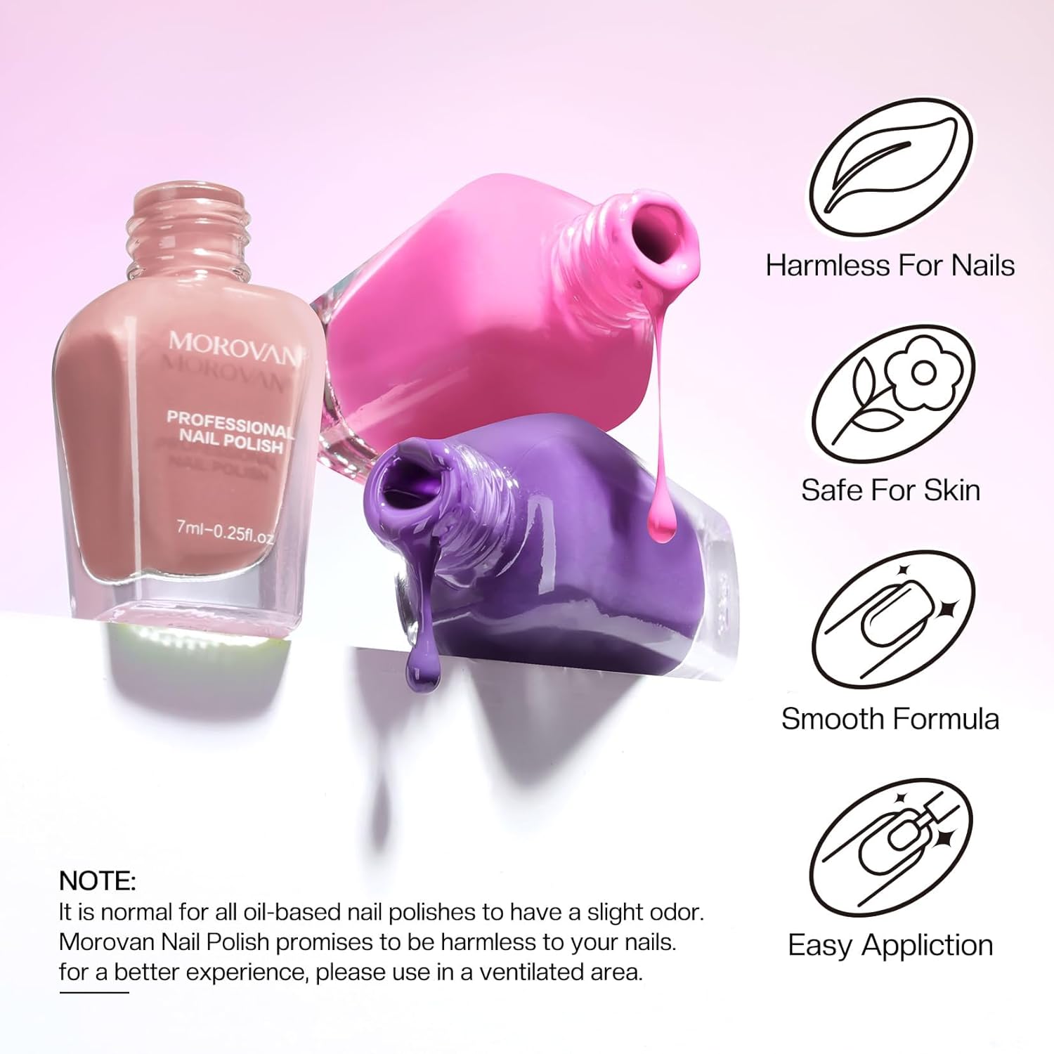 Morovan Nail Polish Set Fingernail: Pink Glitter Quick Dry Nail Polish Kit Regular Nail Polish Bulk 0.25 oz Finger Nail Polish Pack Glossy Toenail Polish at Home Nail Polish Gifts for Women - Image 3