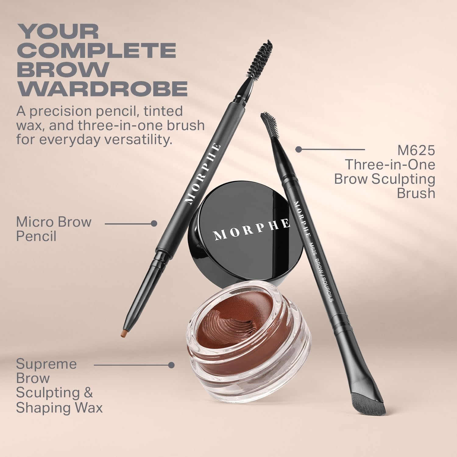 Morphe High Archiever Everyday Essentials Brow Kit - Precision Micro Eyebrow Pencil, Tinted Sculpting Brow Wax & 3-in-1 Brush for Shaping, Filling & Defining - Chocolate Mousse (3 Count) - Image 4