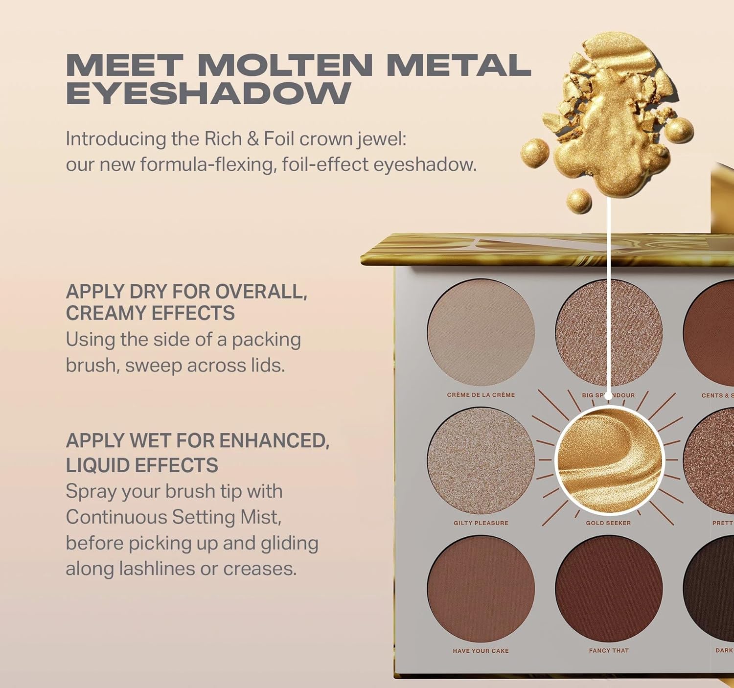 Morphe Rich & Foiled Artistry Palette - Foil-Effect Eyeshadow Palette with Matte, Shimmer & Foil Finishes - Brown & Gold Eyeshadow with Luminous Payoff - Gold Seeker (0.35 oz) - Image 4