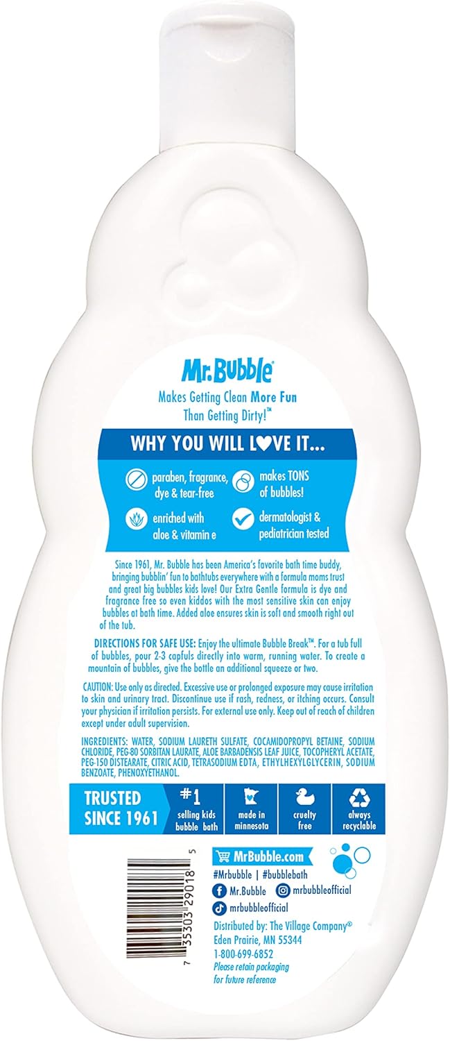 Mr. Bubble Extra Gentle Bubble Bath - Hypoallergenic, Tear Free Bubble Bath Solution Perfect for Sensitive Skin (Pack of 2 Bottles, 16 fl oz Each) - Image 3