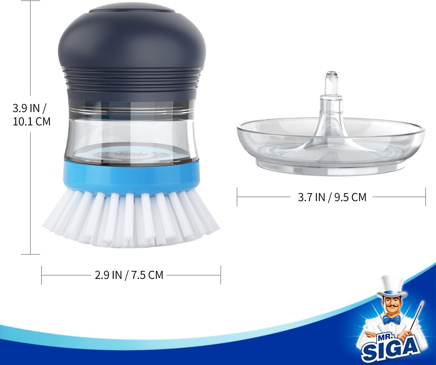 MR.SIGA Soap Dispensing Palm Brush Storage Set, Kitchen Brush with Holder for Pot Pan Sink Cleaning, 1 Set - Image 6