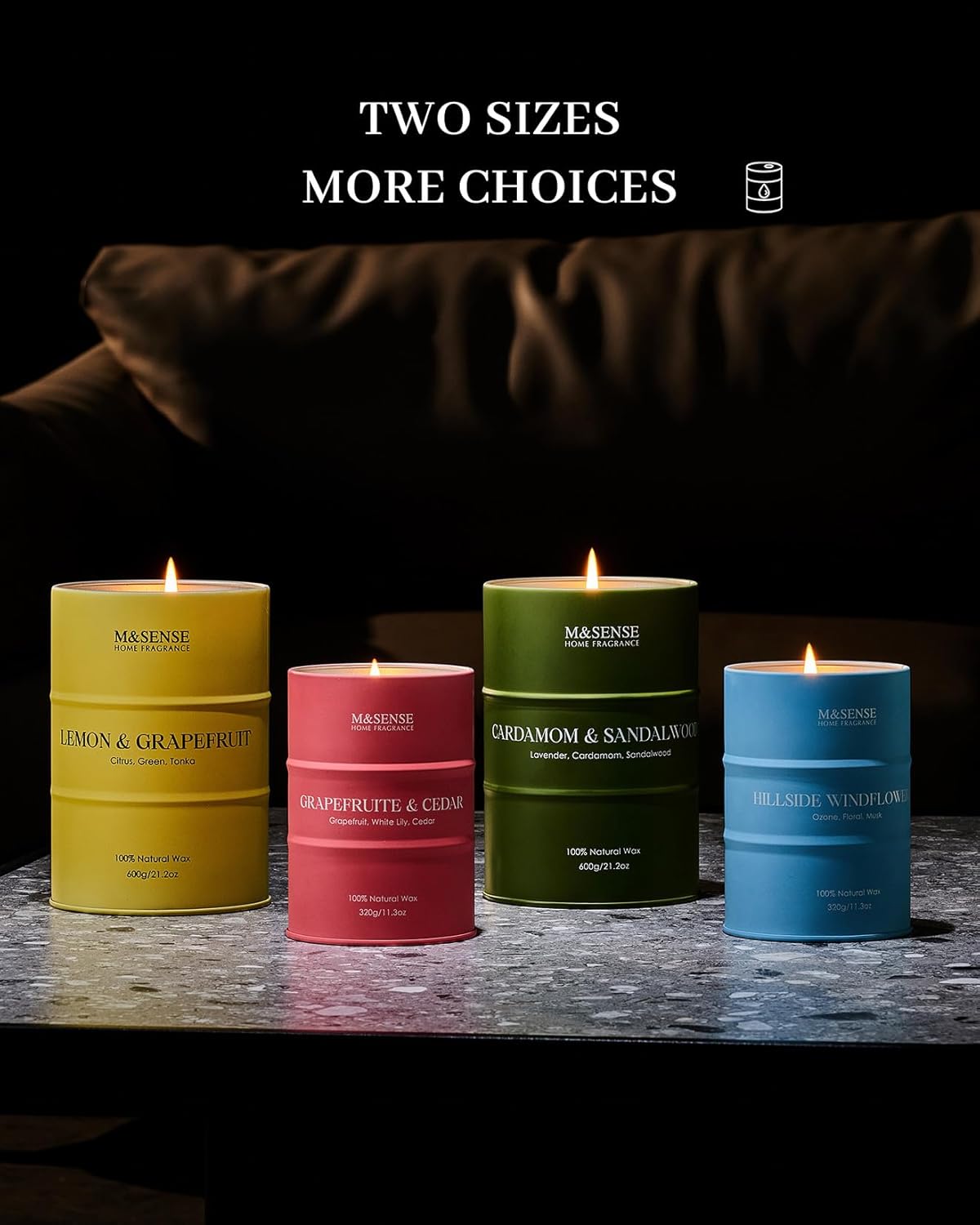 M&SENSE Grapefruit Cedar Scented Candles Large, Natural Soy Candles 21.2oz 120 Hour Slow Burning, Highly Scented Citrus Candles for Bathroom, Fresh Smelling Ordor Elimator Candle for Home - Image 9